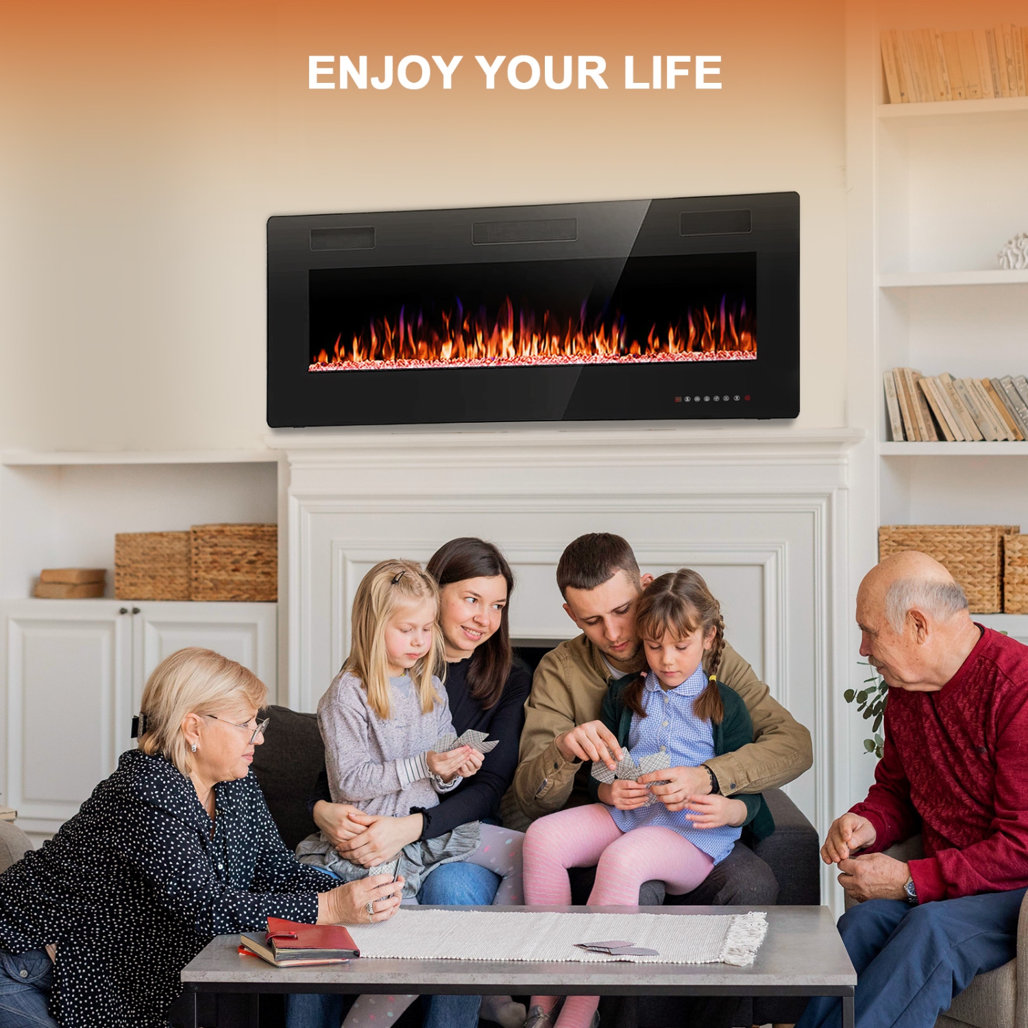 Antarctic Star 42 inch Wall Mounted Recessed Electric Fireplace Insert Flush Mount Linear Fireplace, Ultra-Thin Lightweight LED Fireplace Heater Fit