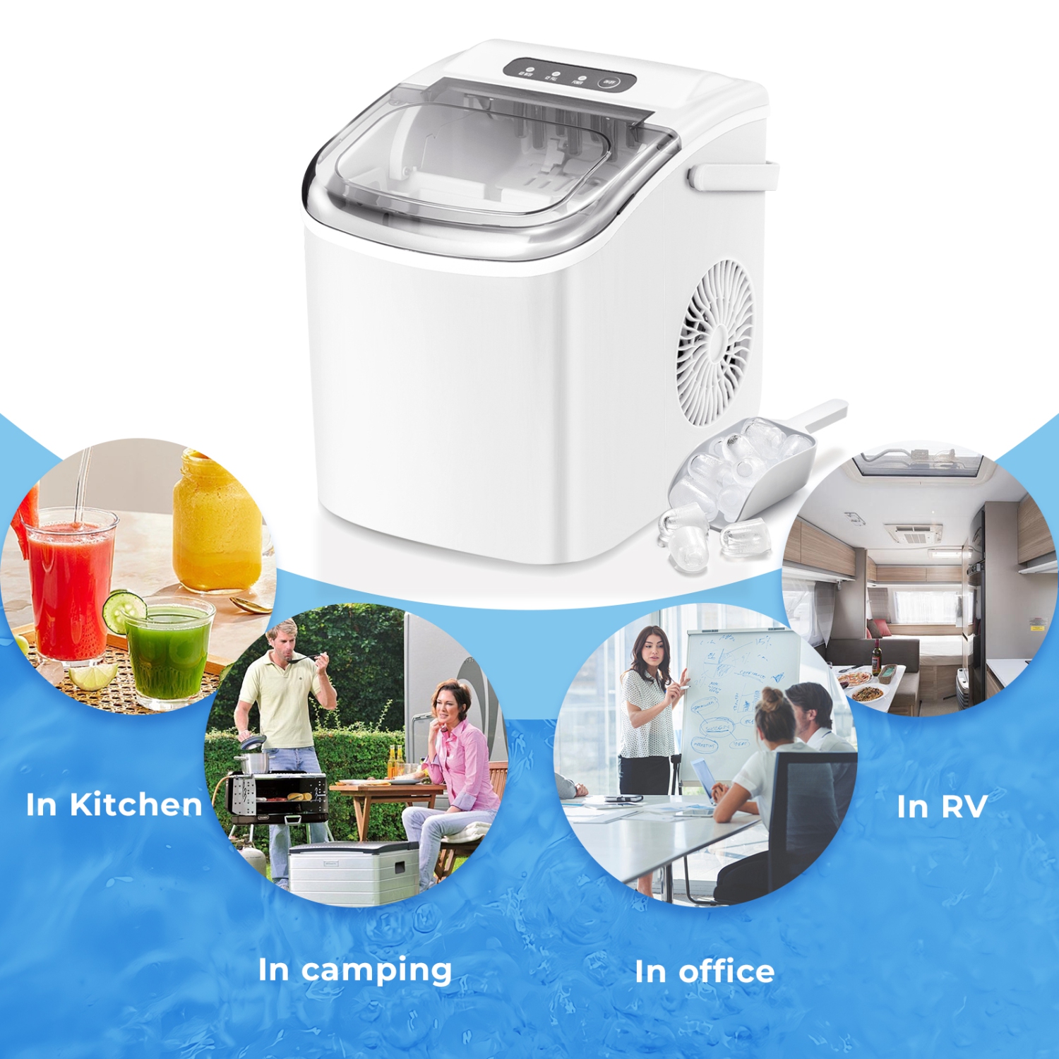 Antarctic Star Portable Ice Maker,Countertop Model,Self-Cleaning,26.5lbs/24Hrs,6 Mins/9 Pcs Bullet Ice,Includes Ice Scoop and Basket,White