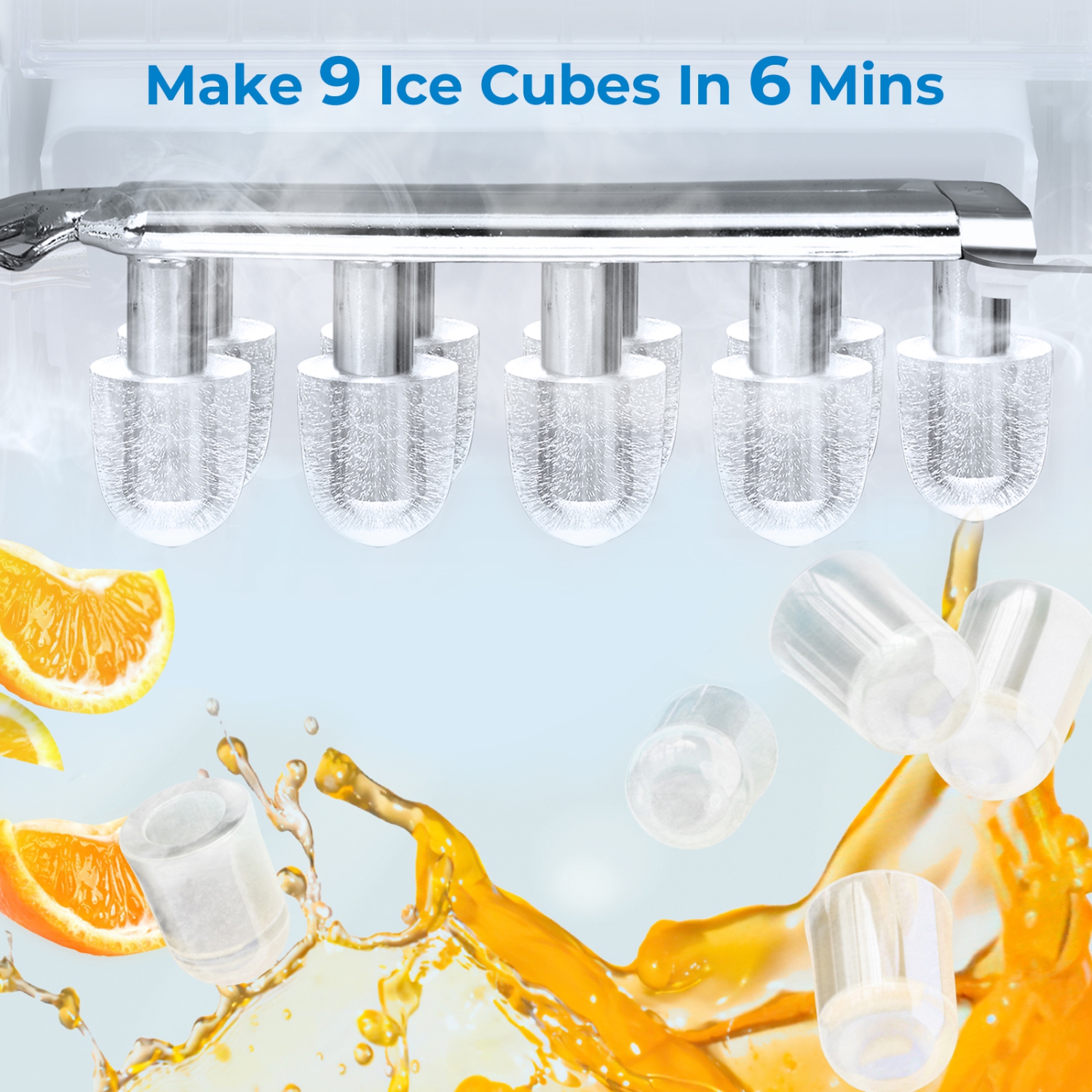 Antarctic Star Portable Ice Maker,Countertop Model,Self-Cleaning,26.5lbs/24Hrs,6 Mins/9 Pcs Bullet Ice,Includes Ice Scoop and Basket,Grey