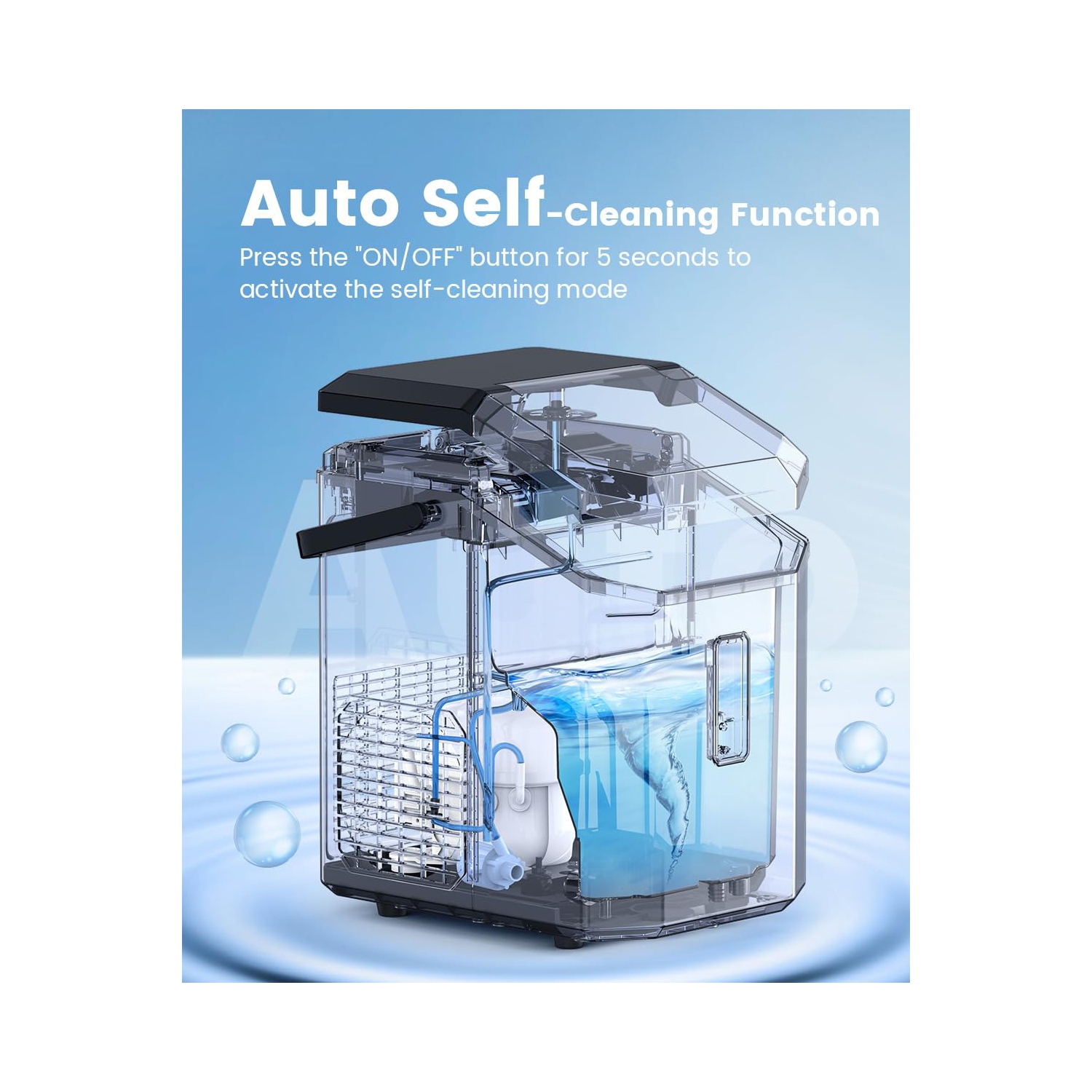 Antarctic Star Nugget Ice Maker Countertop, Portable Ice Maker Machine with Handle, Self-Cleaning, with Ice Scoop and Basket, Stainless Steel Silver