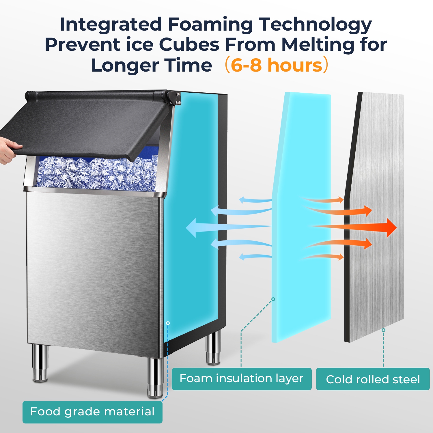 Antarctic Star Ice Maker Machine Commercialuring a 352 lbs/24H production capacity, includes a 198 lbs ice bin and comes with a scoop