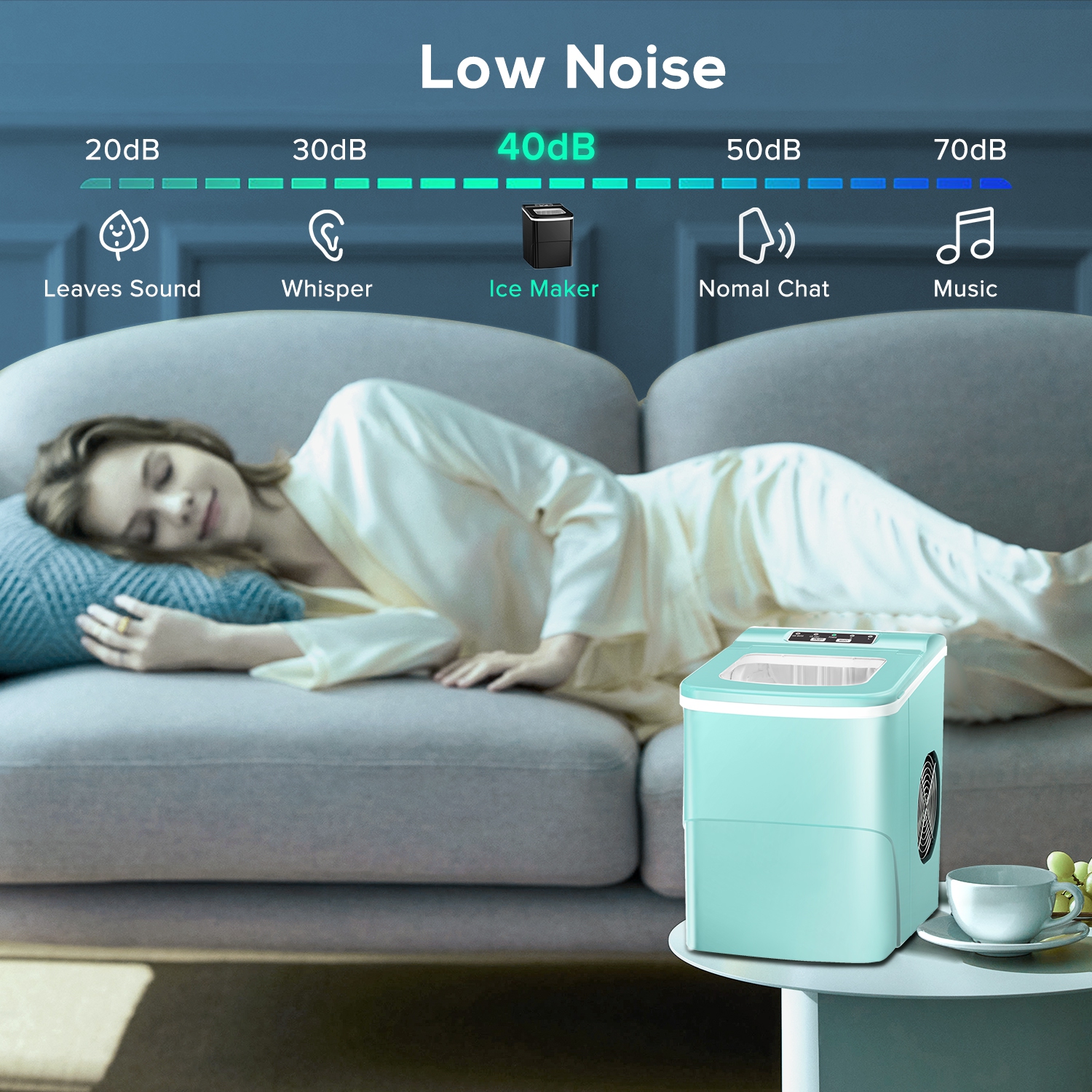 Antarctic Star Countertop Ice Maker with Self-Cleaning, producing 26.5 lbs of ice per day, makes 9 cubes in just 6 minutes, two sizes of bullet ice,