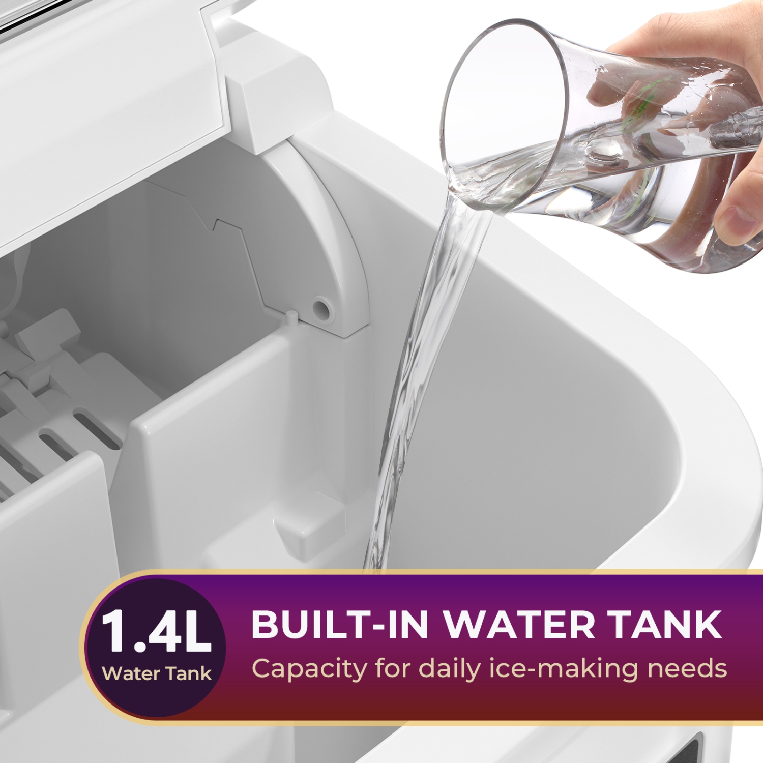 Antarctic Star Countertop Ice Maker, producing 9 bullet ice cubes in 6 minutes and 26.5 lbs of ice per 24 hours and includes a basket and scoop,WHITE