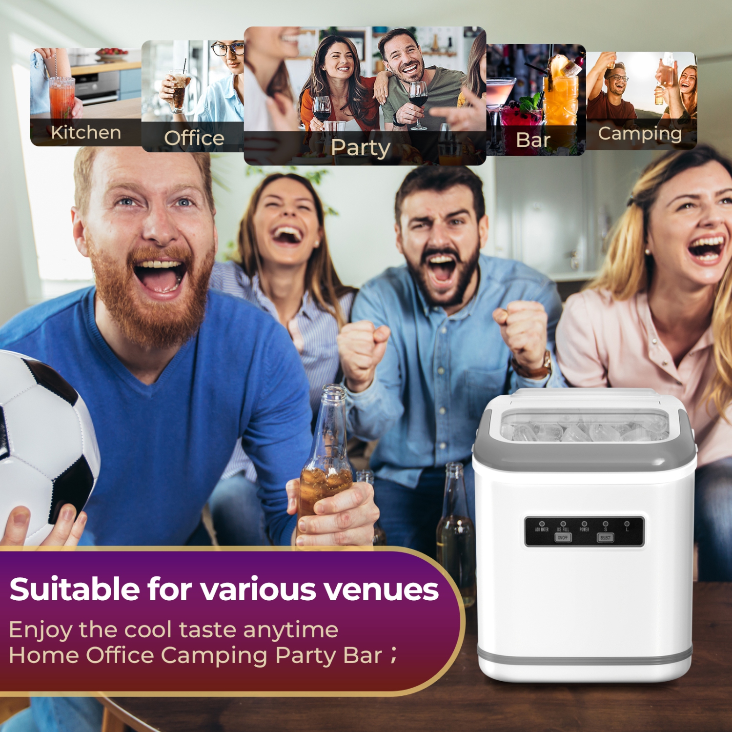 Antarctic Star Countertop Ice Maker, producing 9 bullet ice cubes in 6 minutes and 26.5 lbs of ice per 24 hours and includes a basket and scoop,WHITE