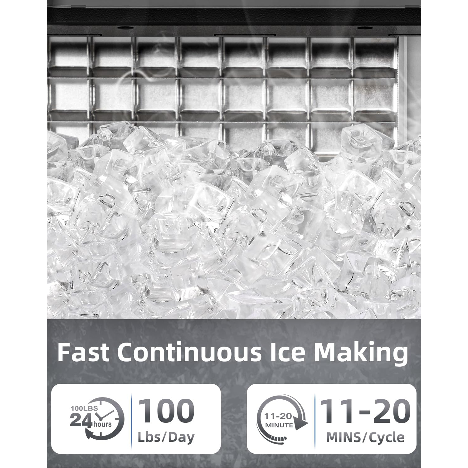 Antarctic Star Stainless Steel Commercial Ice Machine, 24-Hour Timer, Ice Thickness Control, and Quick Self-Cleaning Function for Bar/Cafes/Home