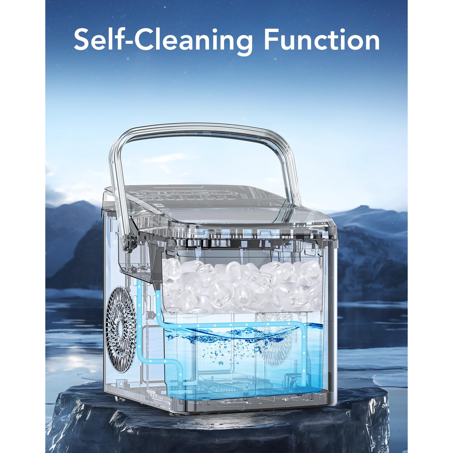 Antarctic Star Ice Makers Countertop, Collapsible Portable Countertop Ice Maker, 2 Sizes of Ice Cube, Small Ice Maker with Ice Basket/Scoop, Grey