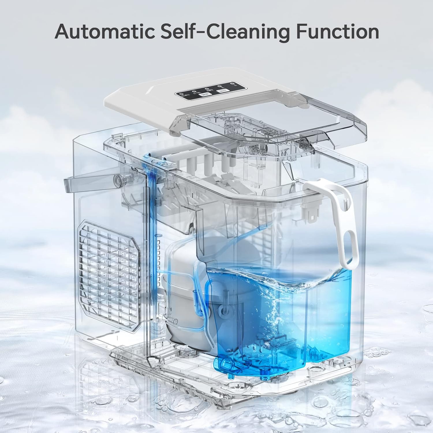 Antarctic Star Portable Ice Maker, self-cleaning, makes 9 cubes in 6 minutes, 26.5 lbs/24h, includes ice scoop and basket, 2 ice cube sizes for home,