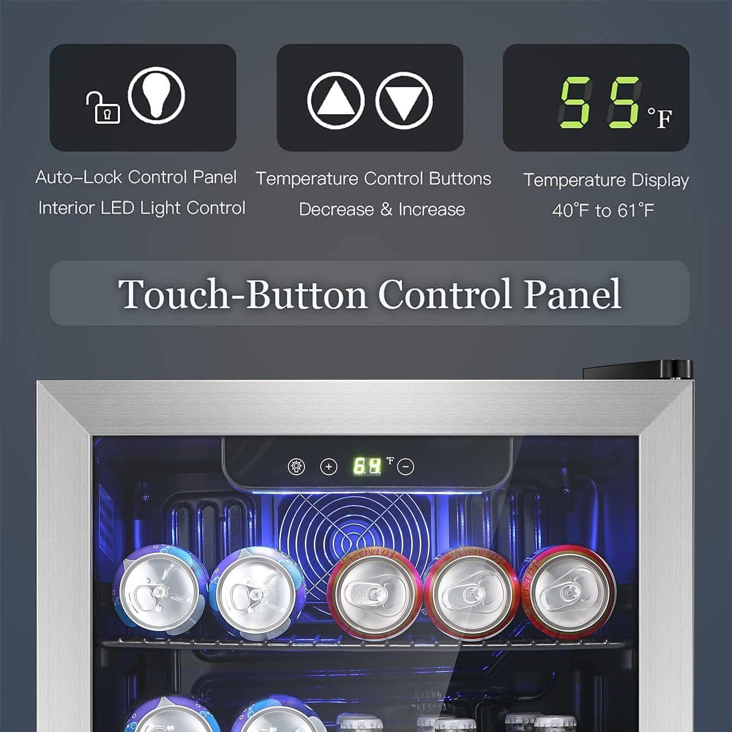 Antarctic Star Small Drink Dispenser with Clear Front Door, Beverage Refrigerator Cooler-120 Can Mini Fridge Glass Door, Silver