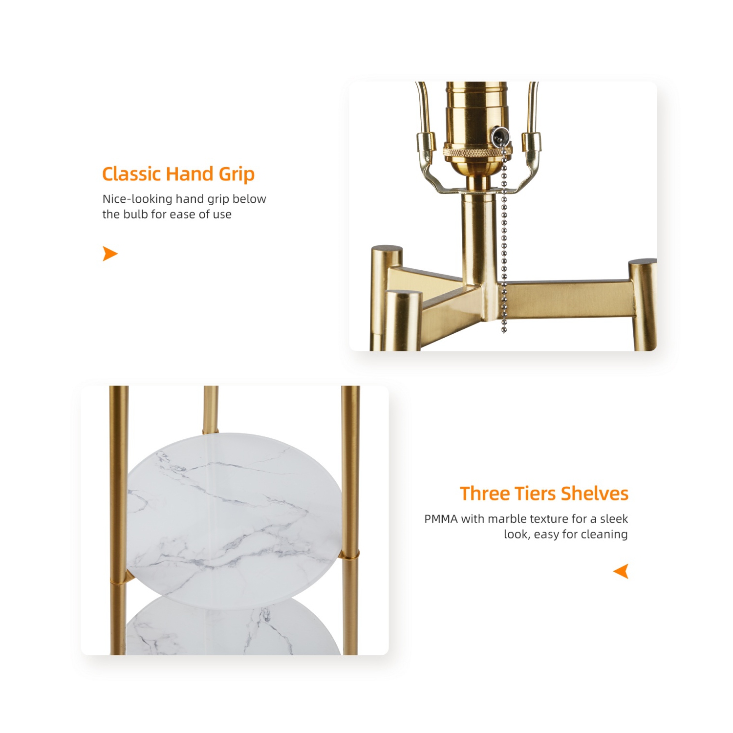 Modern LED lampadaire avec 3 tablettes de présentation Trépied Lampe de plancher d'appoint Décor d'angle debout pour chambre Salon