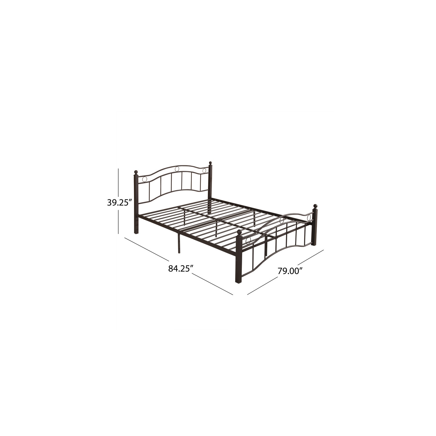 King Size Metal Bed Frame, Under Bed Storage Space, No Box Spring Needed, Durable Use, Copper