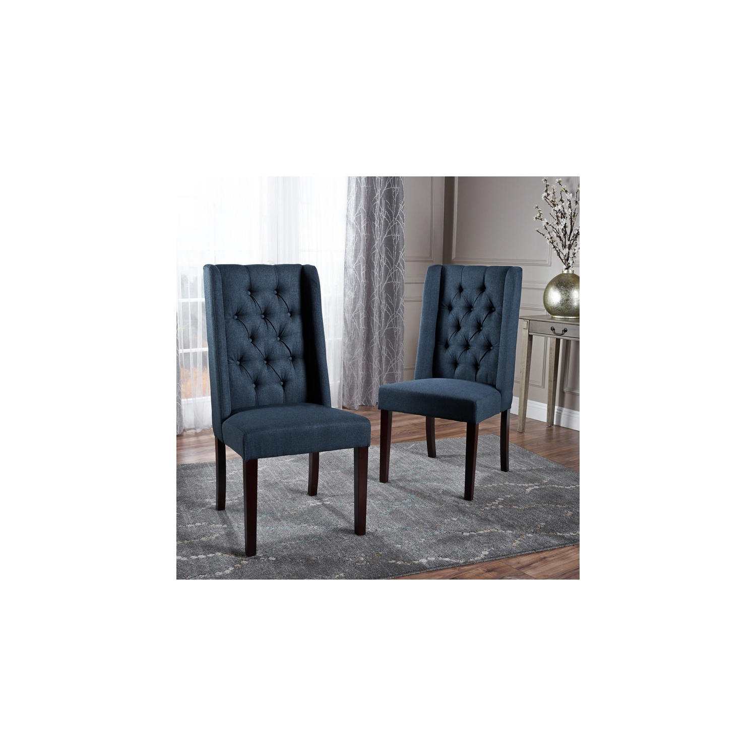 Chaises de salle à manger, ensemble de 2, bleu marine