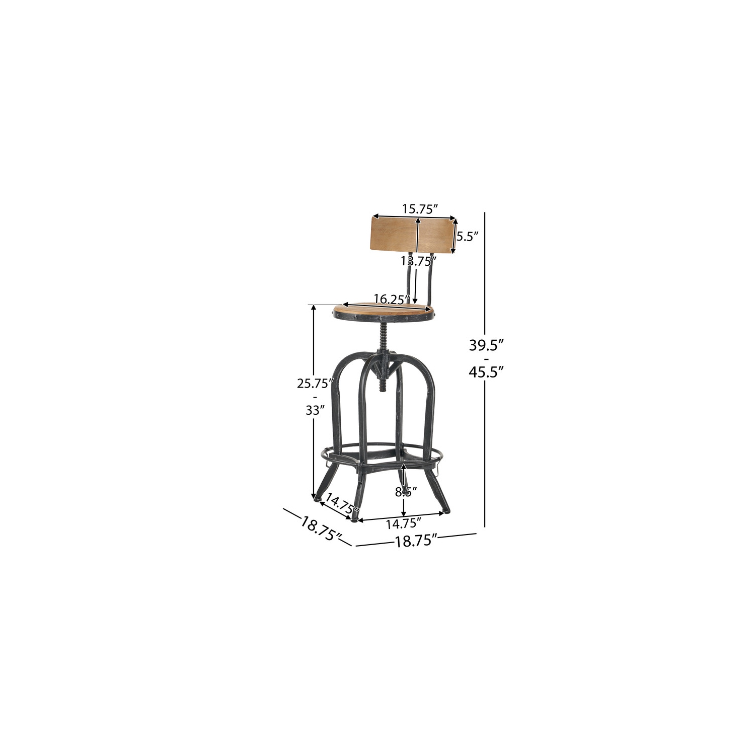 Tabouret de bar avec dossier de tabouret en bois de sapin, tabourets de bar en bois naturel pour salle à manger Cuisine Comptoir et maison,