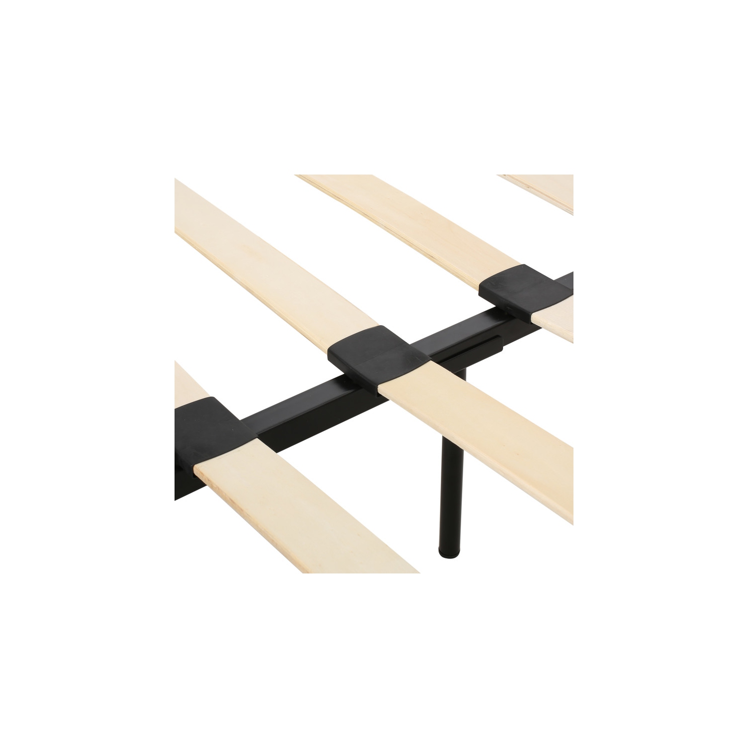 Très grand cadre de lit plateforme rembourré avec coutures carrées capitonnées contemporaines, assemblage facile, noir