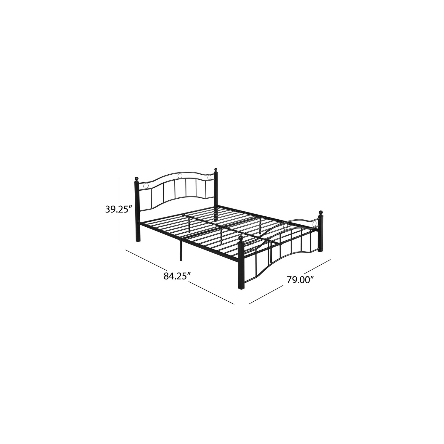 King Size Metal Bed Frame, Under Bed Storage Space, No Box Spring Needed, Durable Use, Black