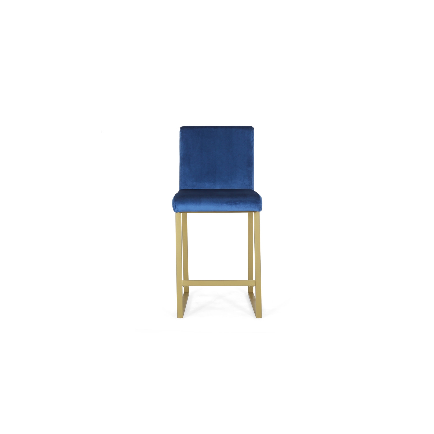 Tabouret de bar moderne en velours, bleu marine et laiton