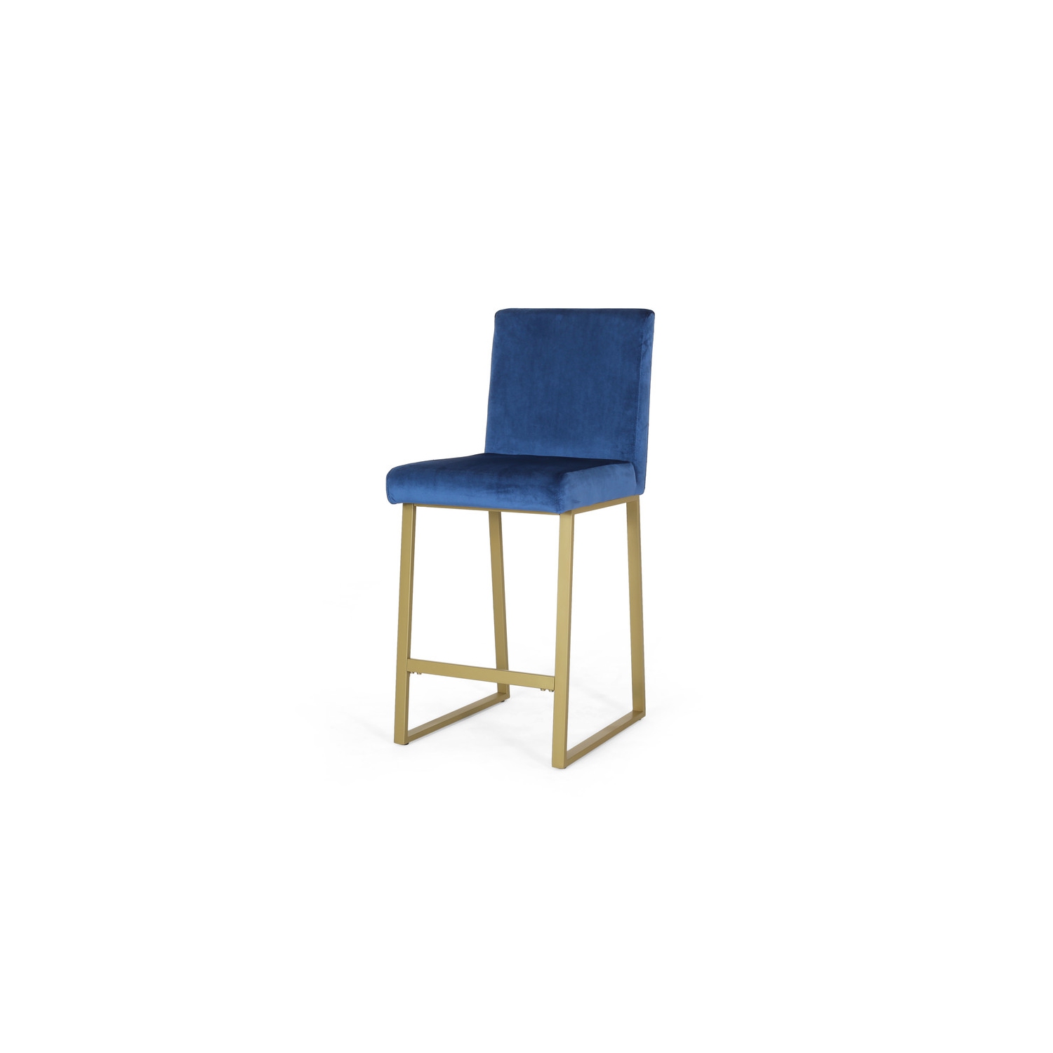 Tabouret de bar moderne en velours, bleu marine et laiton