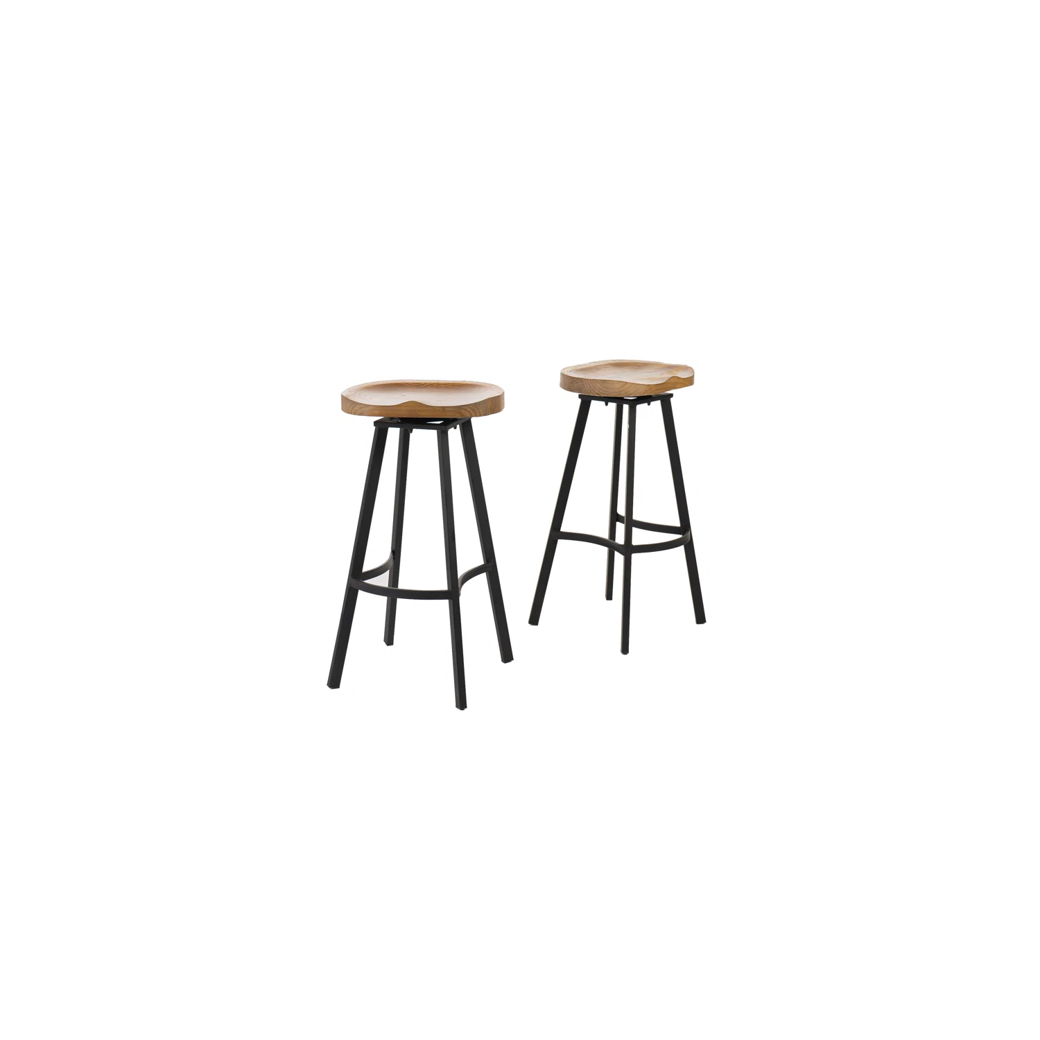 TABOURET DE BAR PIVOTANT – Ensemble de 2, siège en pin