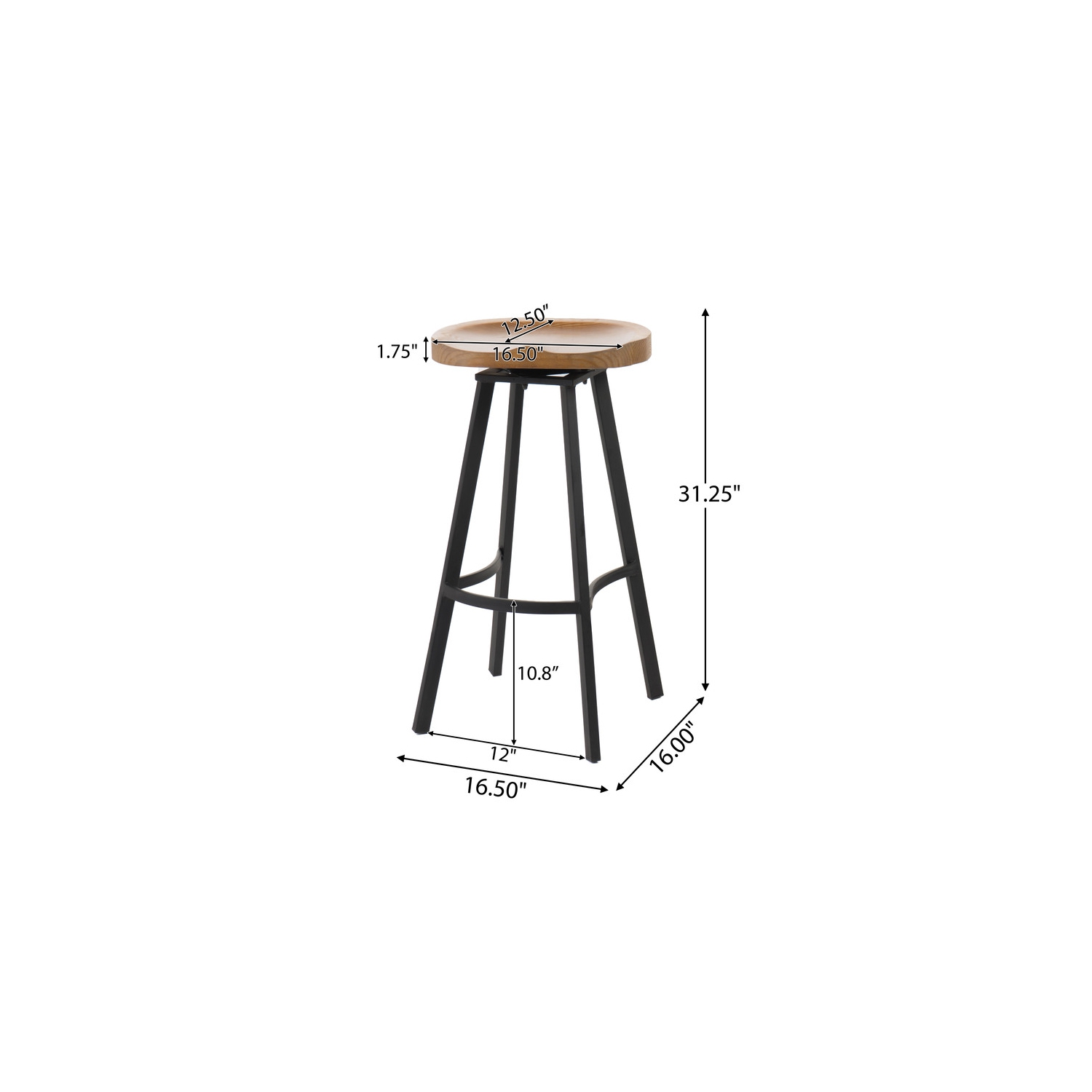 SWIVEL BARSTOOL - Set of 2, Pinewood seat