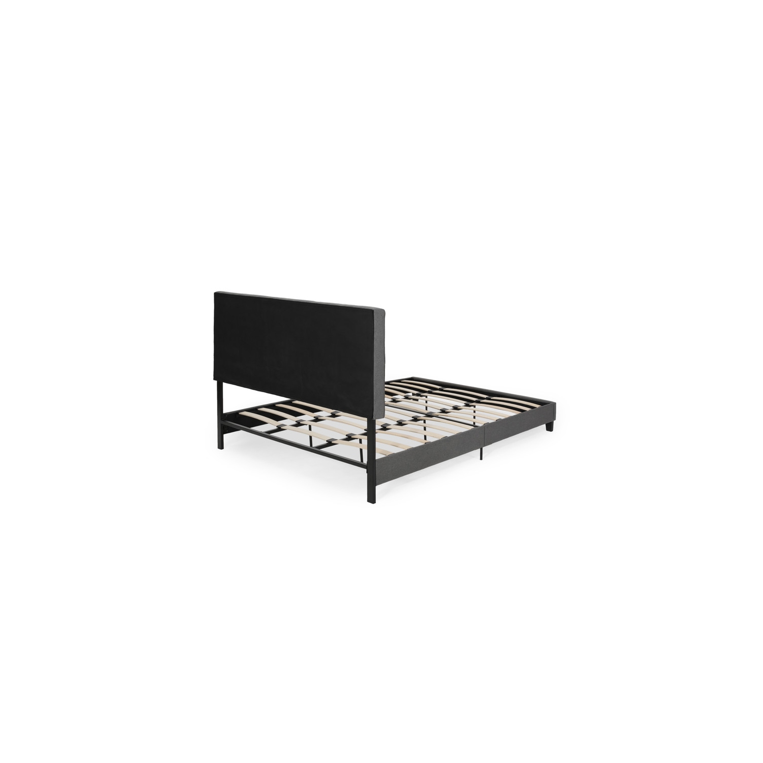 King-size Upholstered Platform Bed Frame with Contemporary Tufted Waffle Stitching, Easy Assembly, Charcoal Grey