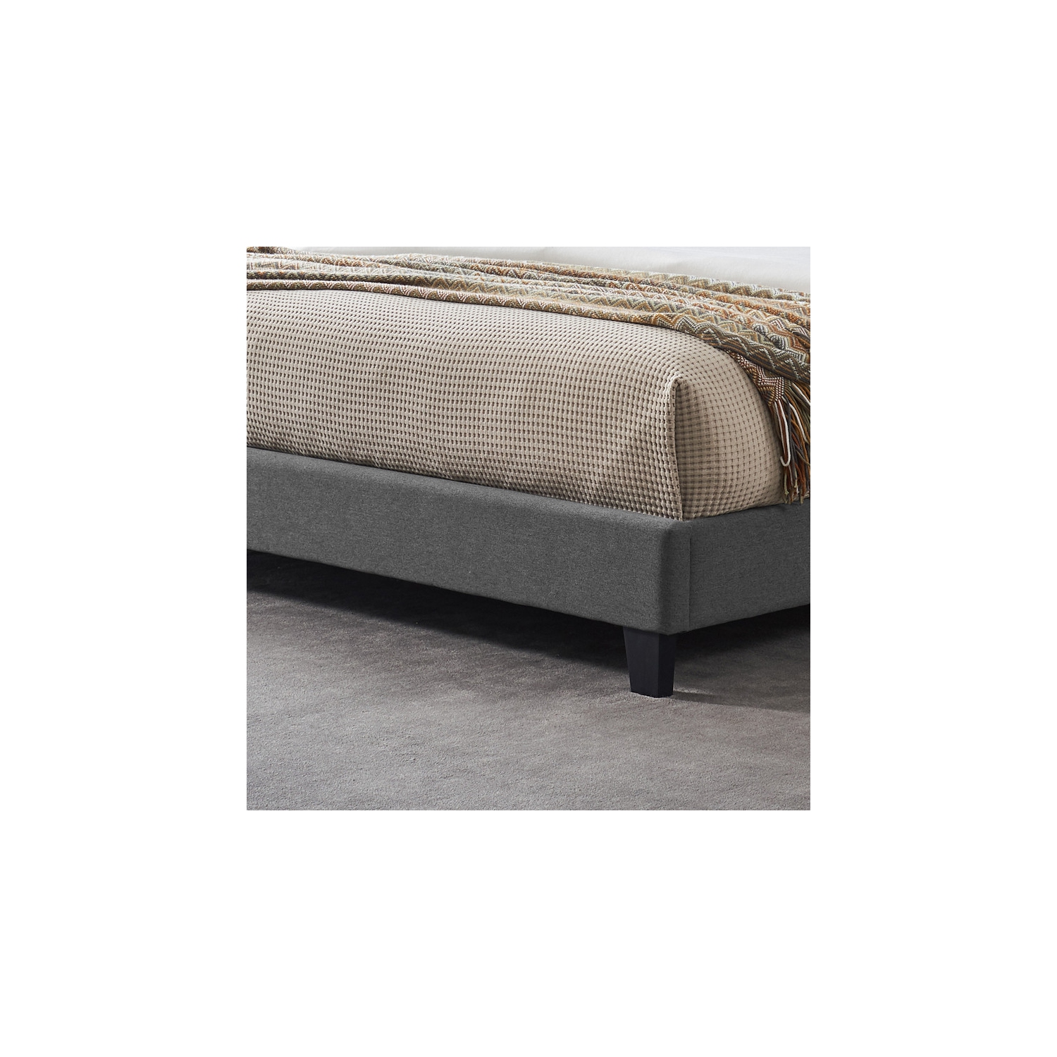 King-size Upholstered Platform Bed Frame with Contemporary Tufted Waffle Stitching, Easy Assembly, Charcoal Grey