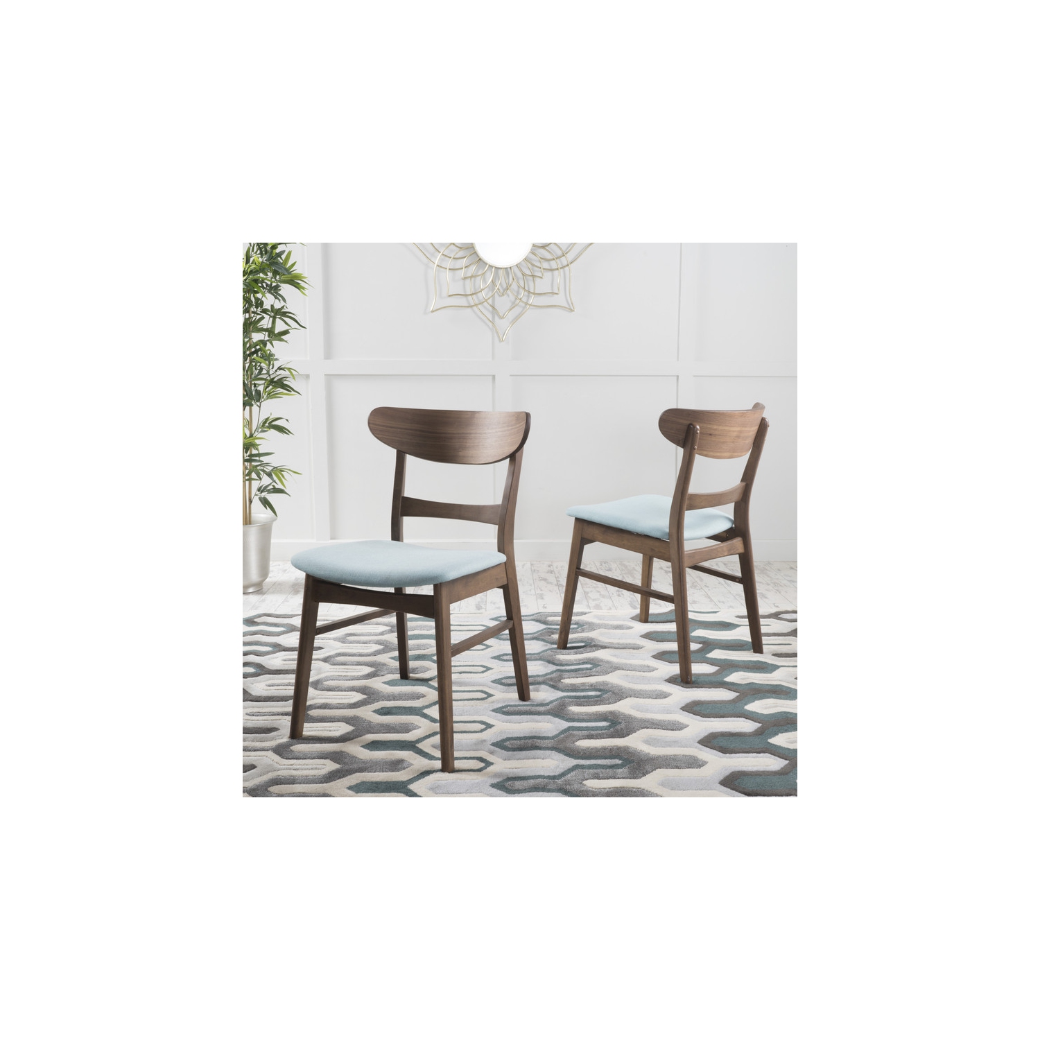 Dining Chairs, 2-Pcs Set, Solid Wood, Mint