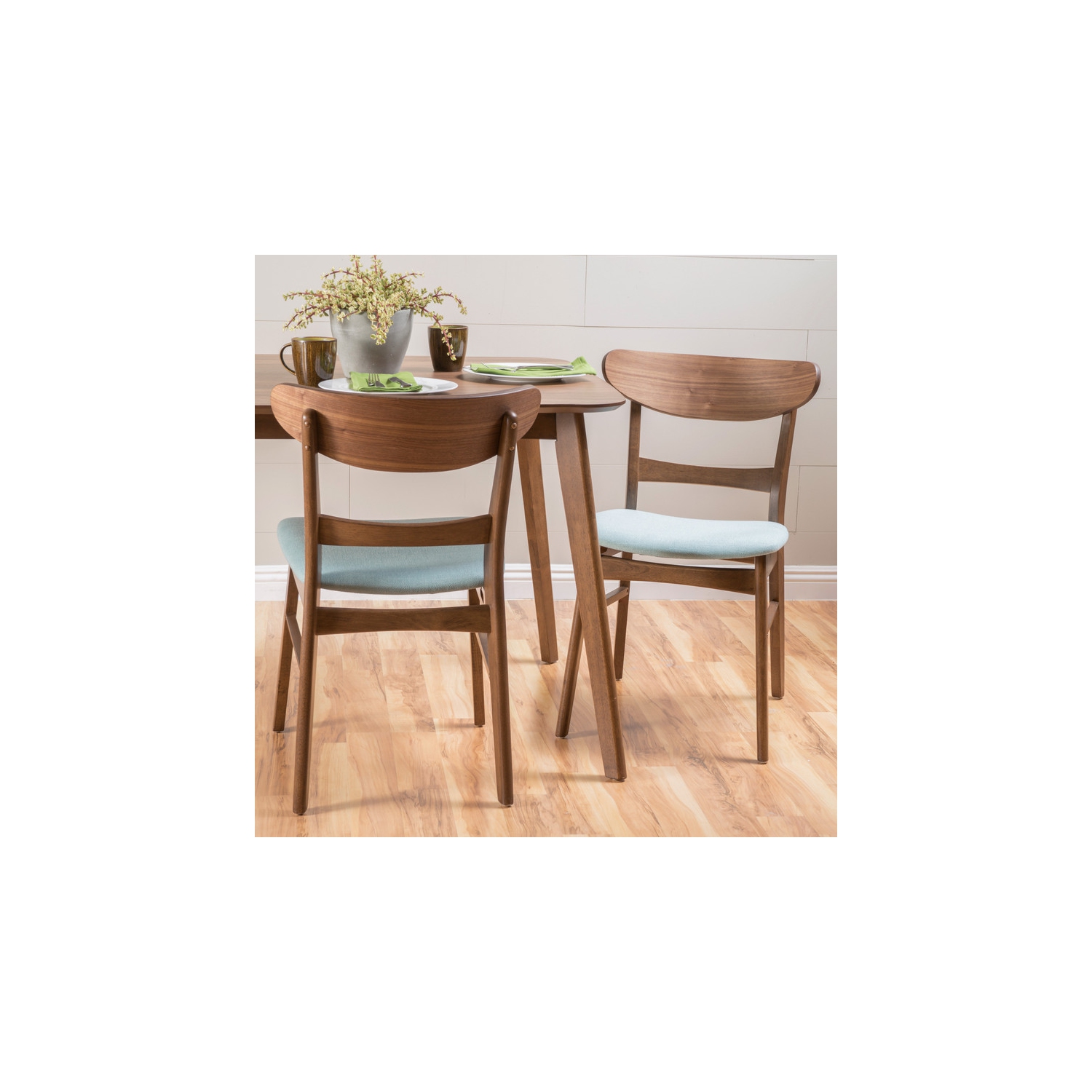 Dining Chairs, 2-Pcs Set, Solid Wood, Mint
