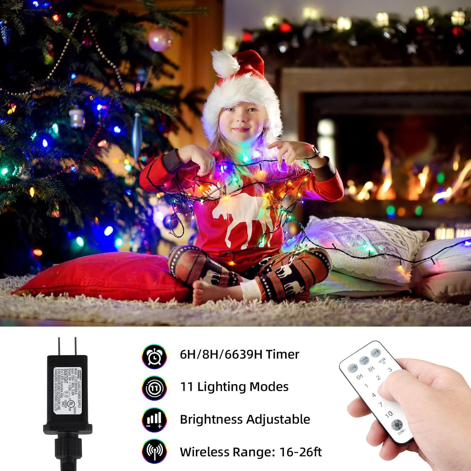 Guirlande de lumières de couleur changeante 500LED UL de 170 pi, 11 lumières de fée décoratives, lumière intérieure extérieure pour sapin de Noël,
