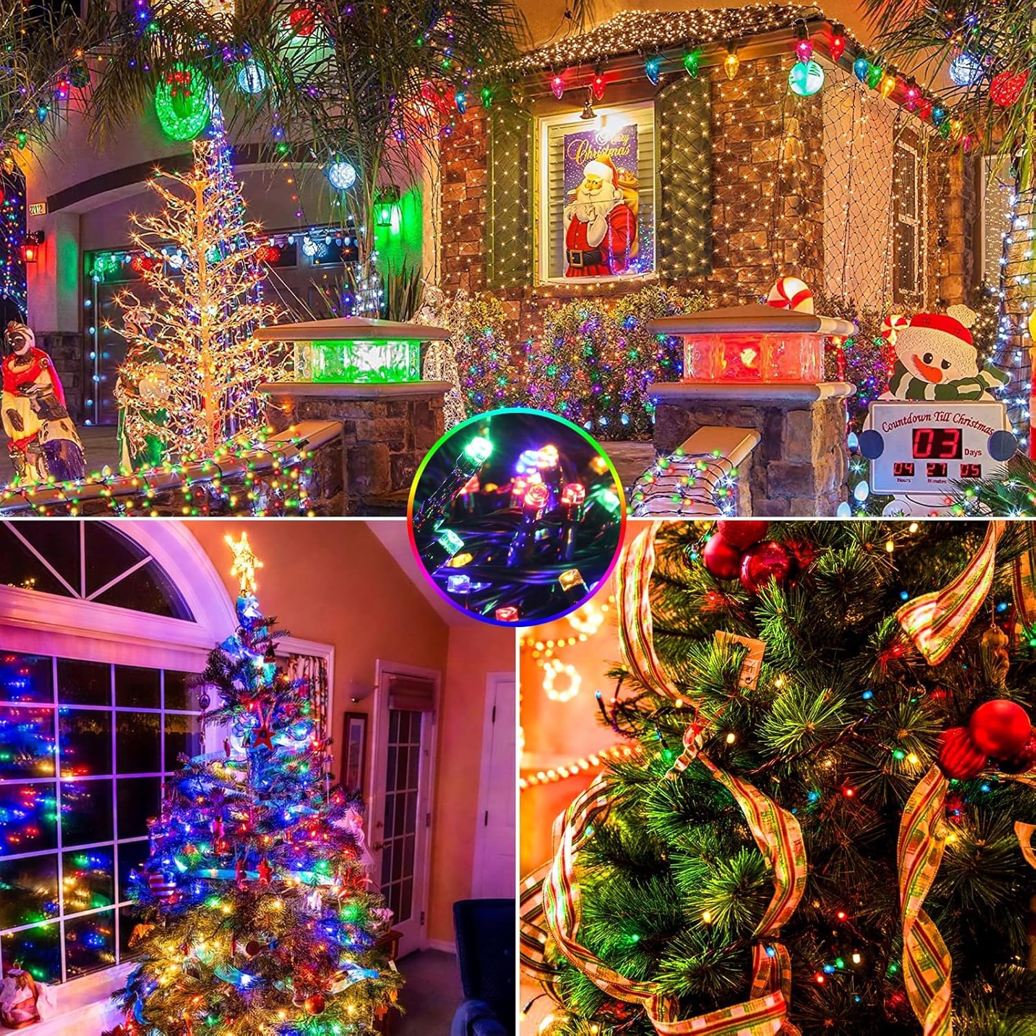 Guirlande de lumières de couleur changeante 500LED UL de 170 pi, 11 lumières de fée décoratives, lumière intérieure extérieure pour sapin de Noël,