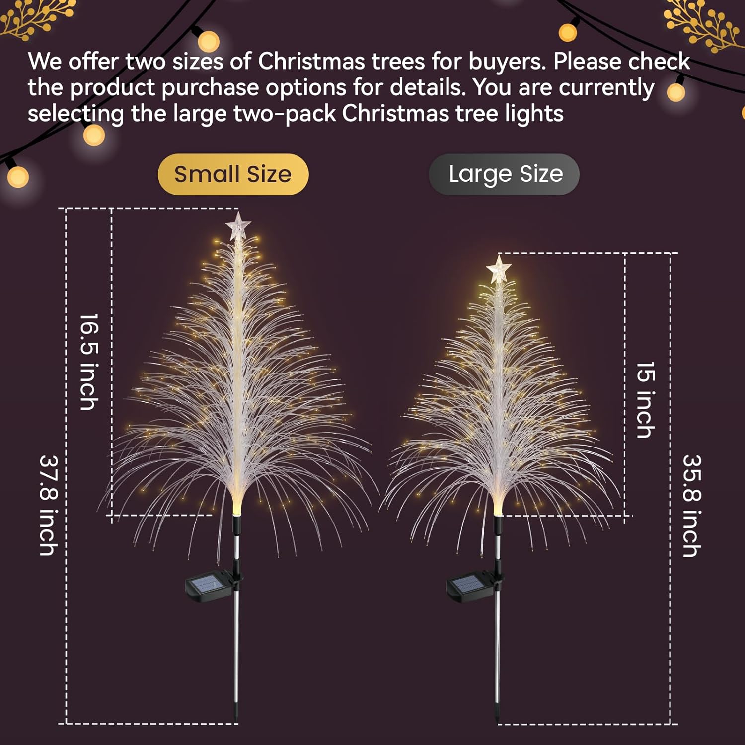 2 Packs Christmas Tree Solar Garden Light with Multi-Colored Change, Auto ON/Off Garden Solar Light, Solar Light for Garden, Porch, Christmas and