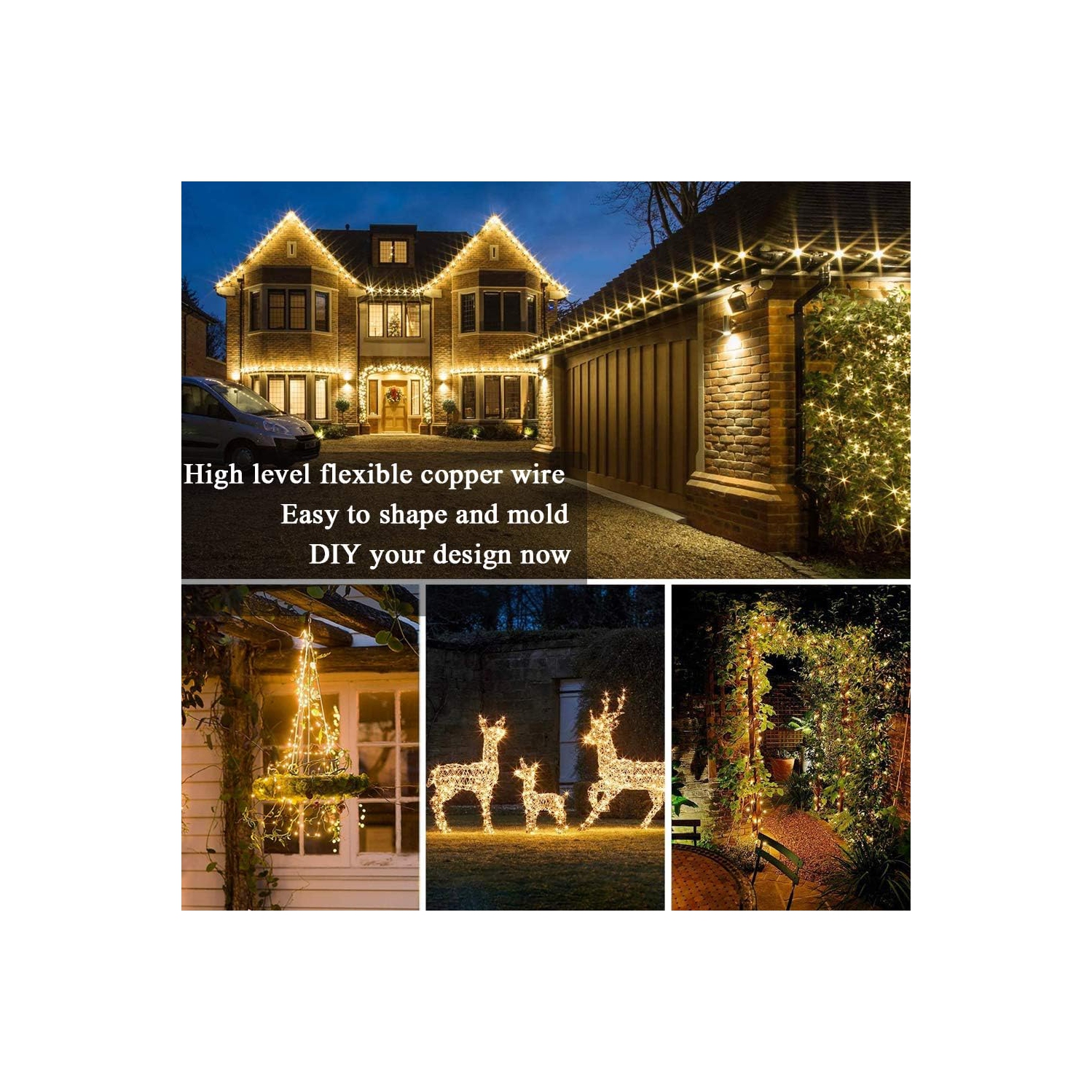 Solar String Lights, 2 Pack 55Ft 150 LED Solar Christmas Fairy Lights, 8 Modes Waterproof Outdoor Fairy Lights