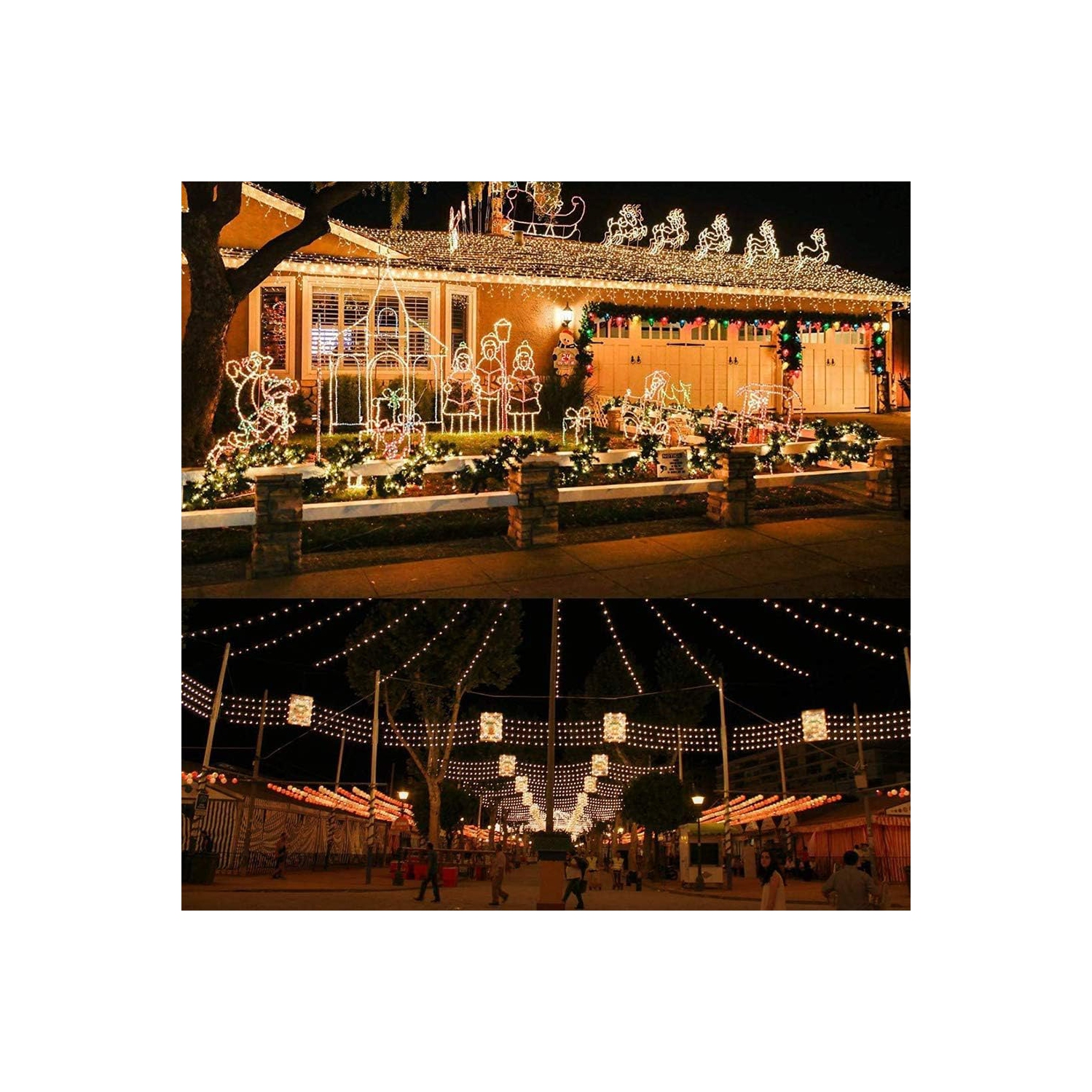 Solar String Lights, 2 Pack 55Ft 150 LED Solar Christmas Fairy Lights, 8 Modes Waterproof Outdoor Fairy Lights