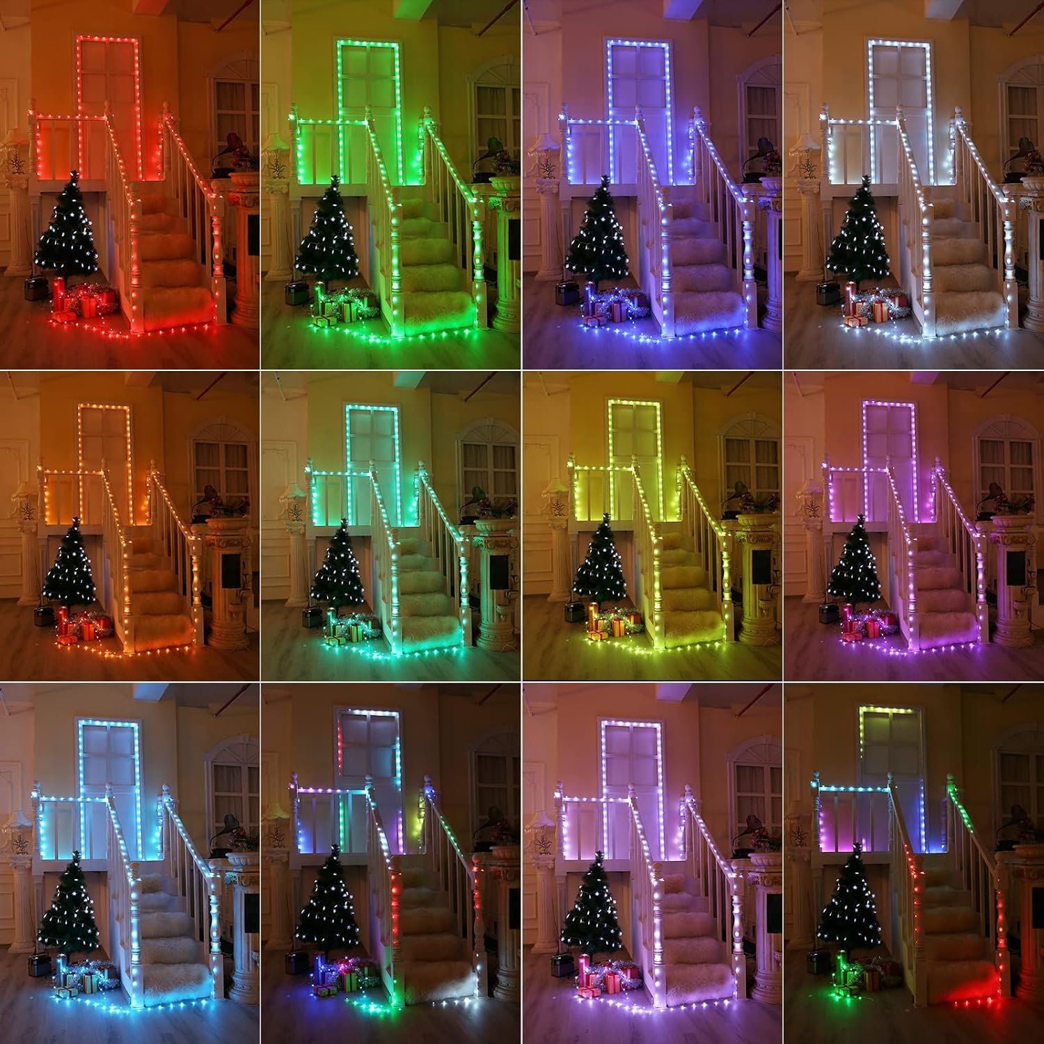 Fées de Noël, Guirlande de lumières de Noël scintillantes à couleur changeante 33&nbsp;pi 100 LED avec télécommande, Fée de Noël multicolore RVB