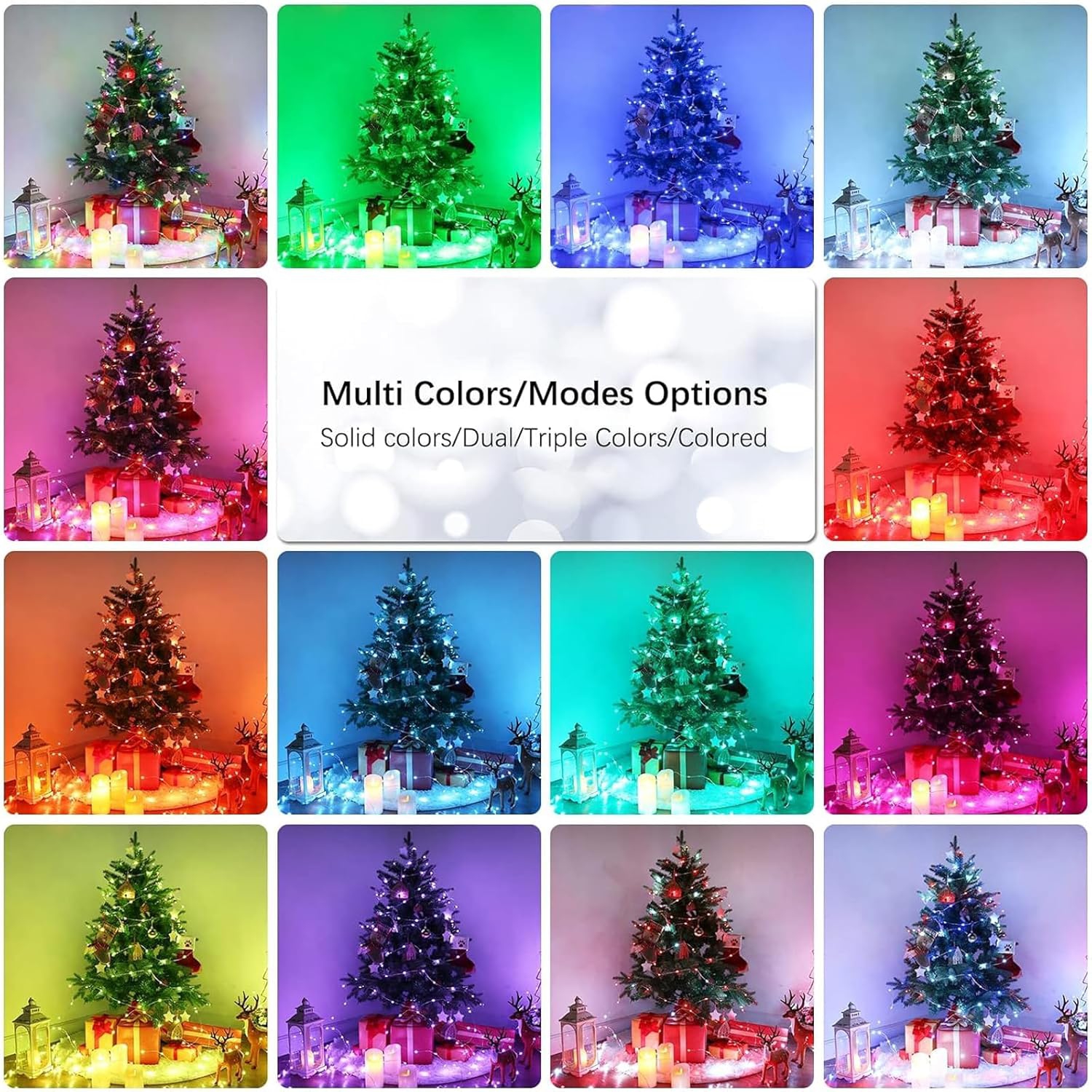 Fées de Noël, Guirlande de lumières de Noël scintillantes à couleur changeante 33&nbsp;pi 100 LED avec télécommande, Fée de Noël multicolore RVB