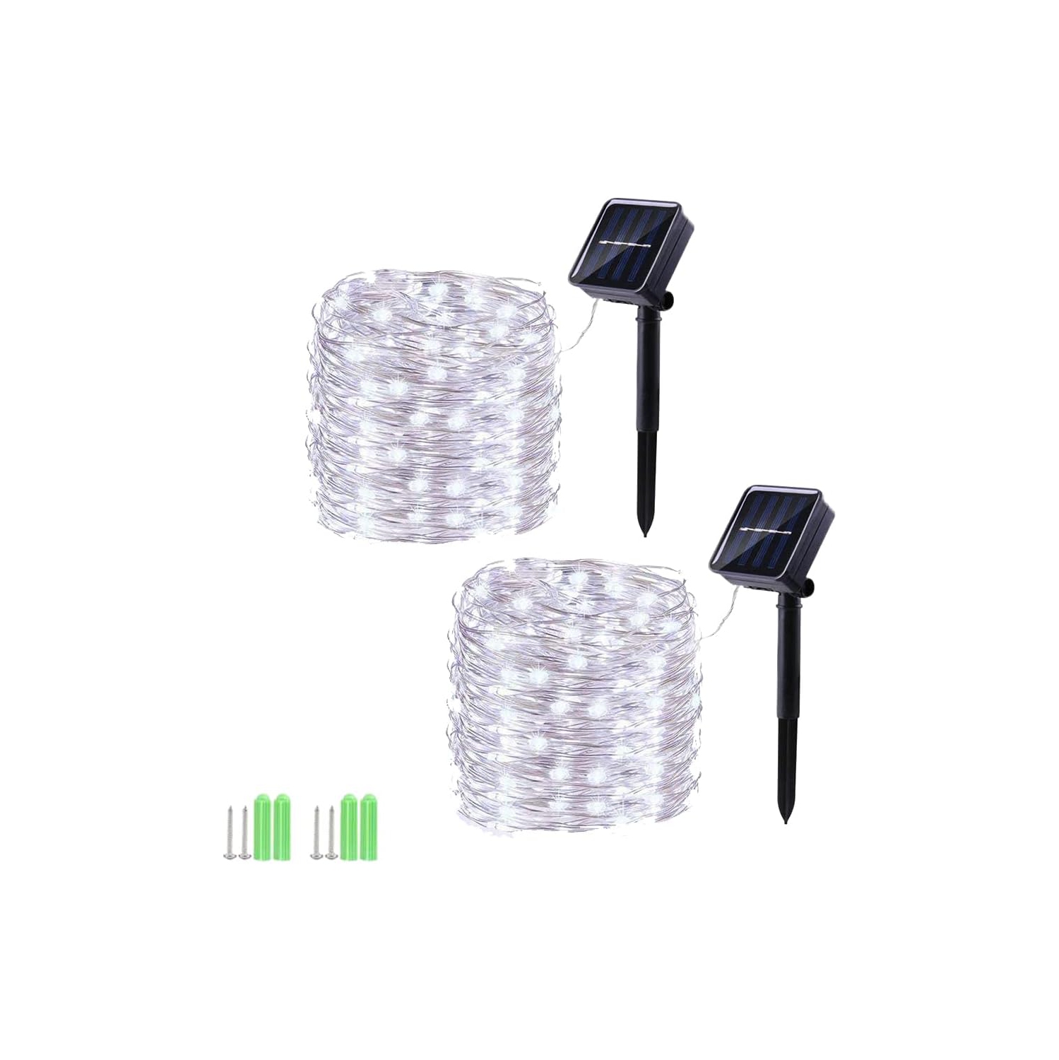 Guirlande de lumières solaires, 55 pi, 150 lumières de Noël LED, 2 8 modes, étanches, fées extérieures