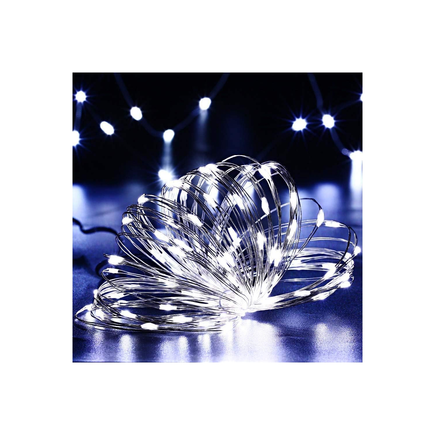 Guirlande de lumières solaires, 55 pi, 150 lumières de Noël LED, 2 8 modes, étanches, fées extérieures