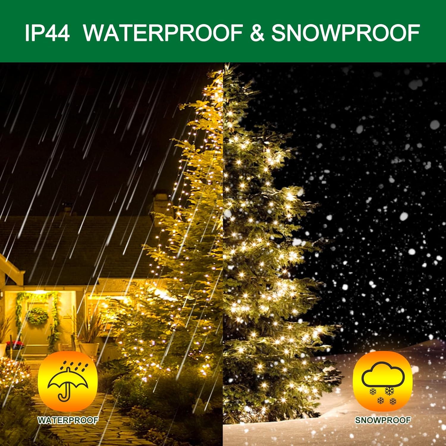 Christmas Tree Lights Warm White with Timer, 6.6FT x 10 Lines 400 Diamond LED Beads, Easy to Install Christmas String Lights with 8 Modes,