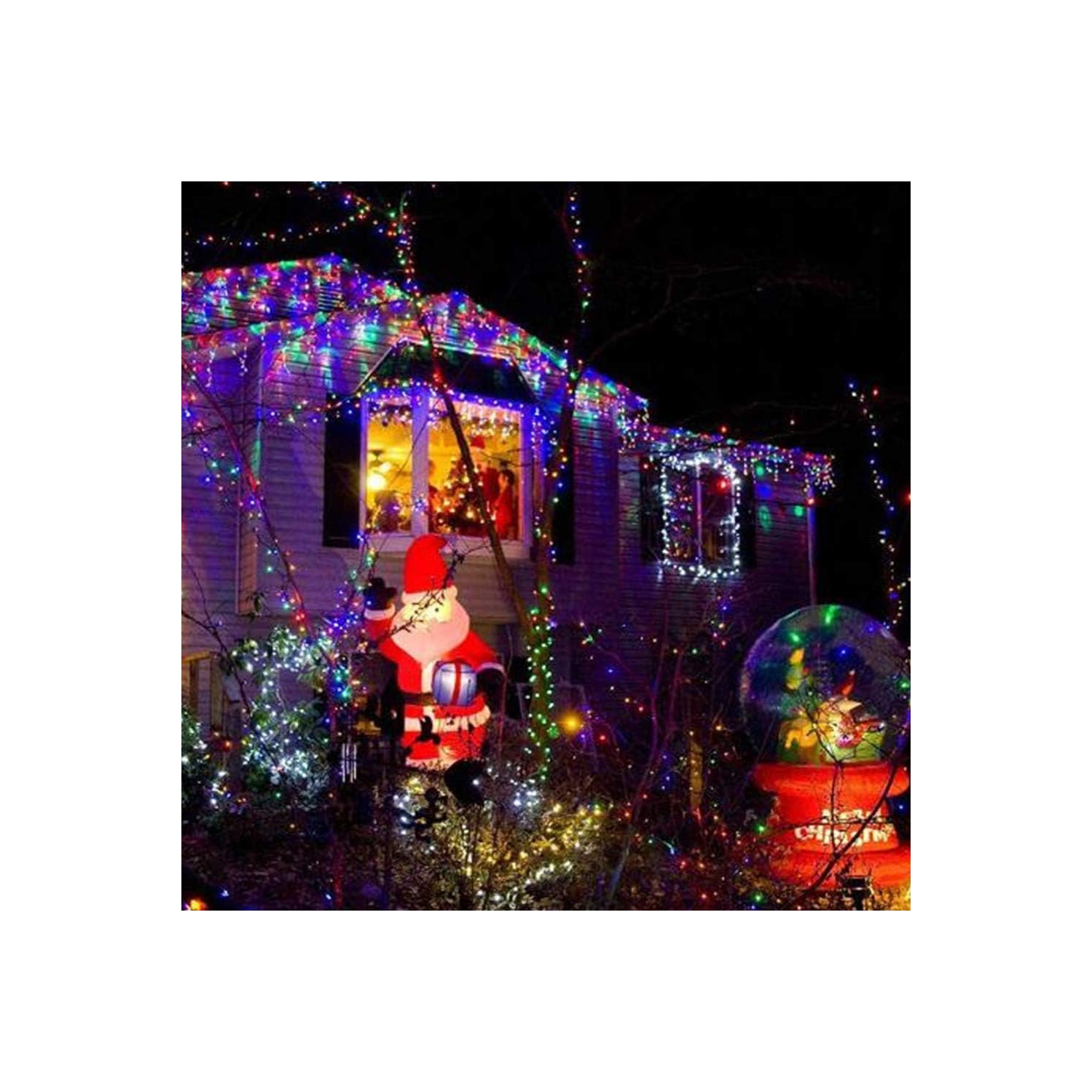 Guirlande de lumières solaires, 55 pi, 150 lumières de Noël LED, 2 8 modes, étanches, fées extérieures