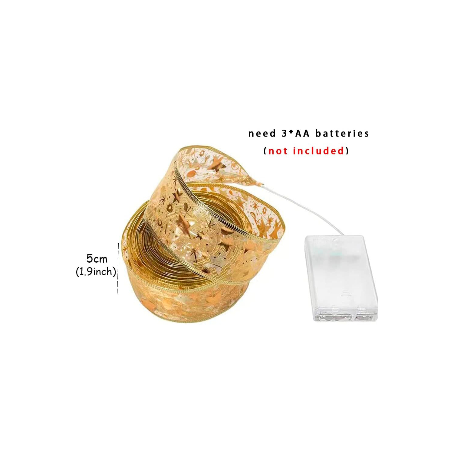 Christmas Tree Decorations Gold Ribbon Lights 32ft 100 Led Fairy Lights Battery-Powered Copper Wire Ribbon Bows Lights for Halloween Xmas Tree New