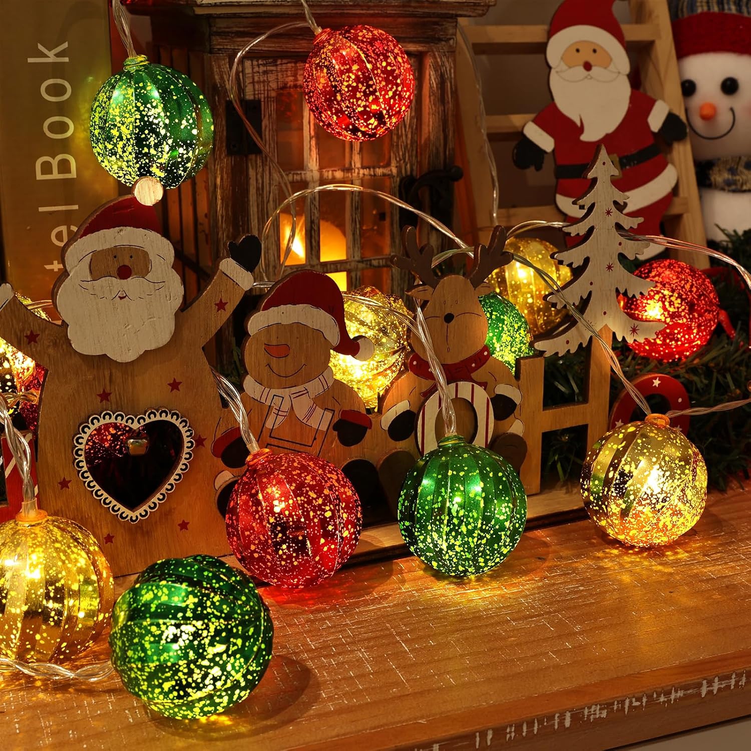 Lumières de Noël décoratives, 13.5&nbsp;pi 20 DEL avec minuterie et 8 modes, boules de Noël