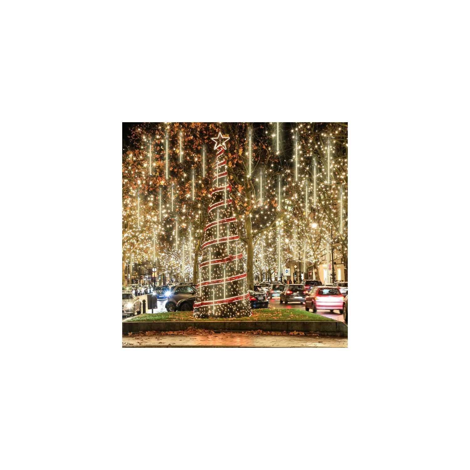 Meteor Shower Lights Outdoor, 38.5ft 15 Tubes 11.8" 540 LED Christmas Lights Meteor Shower Lights, Snow Falling Icicle Lights