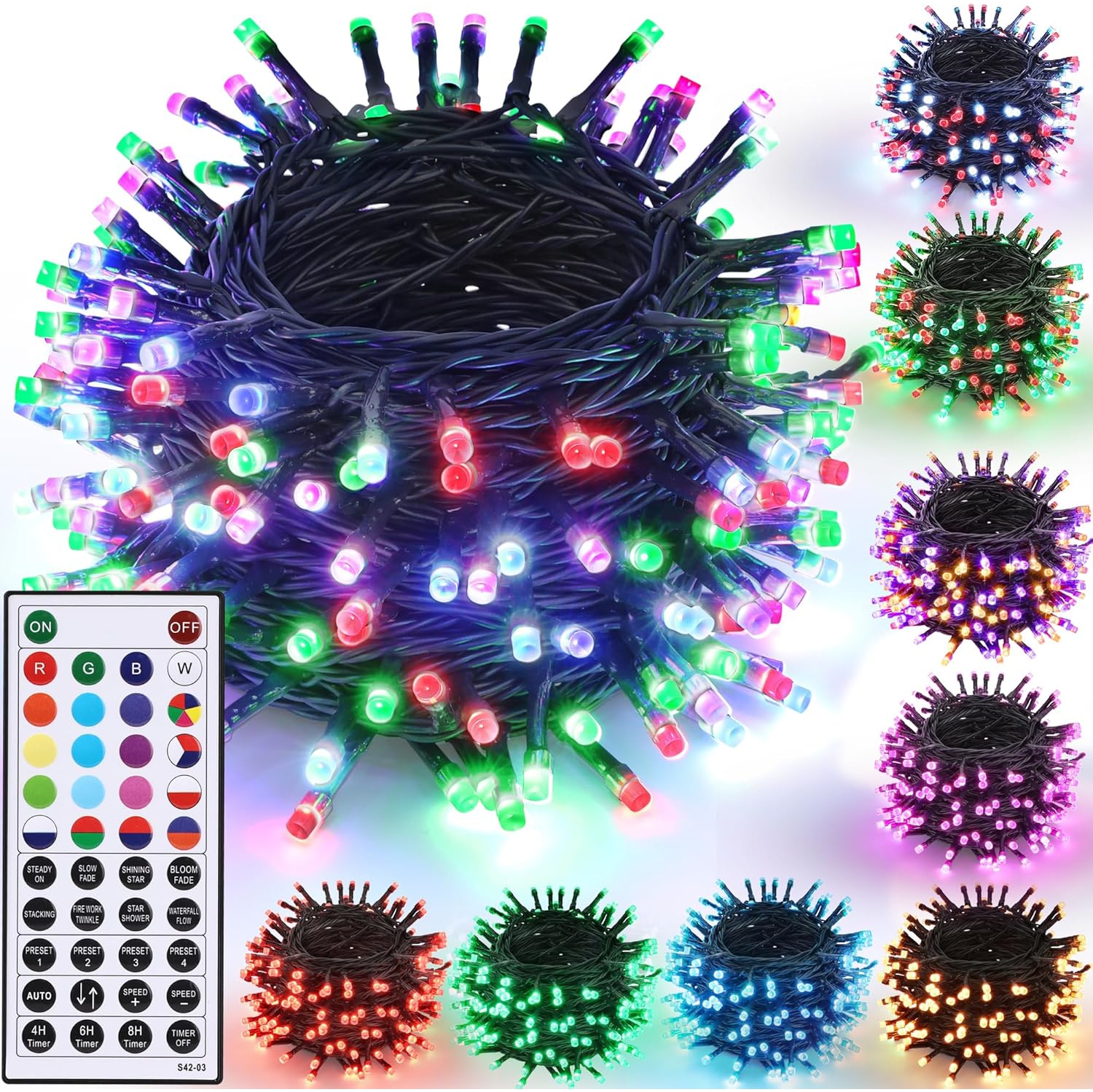 Lumières de Noël changeantes de couleur, jeu de lumières RVB LED de 66 pi 200 lumières d'intérieur scintillantes pour la maison, le jardin, la fête,