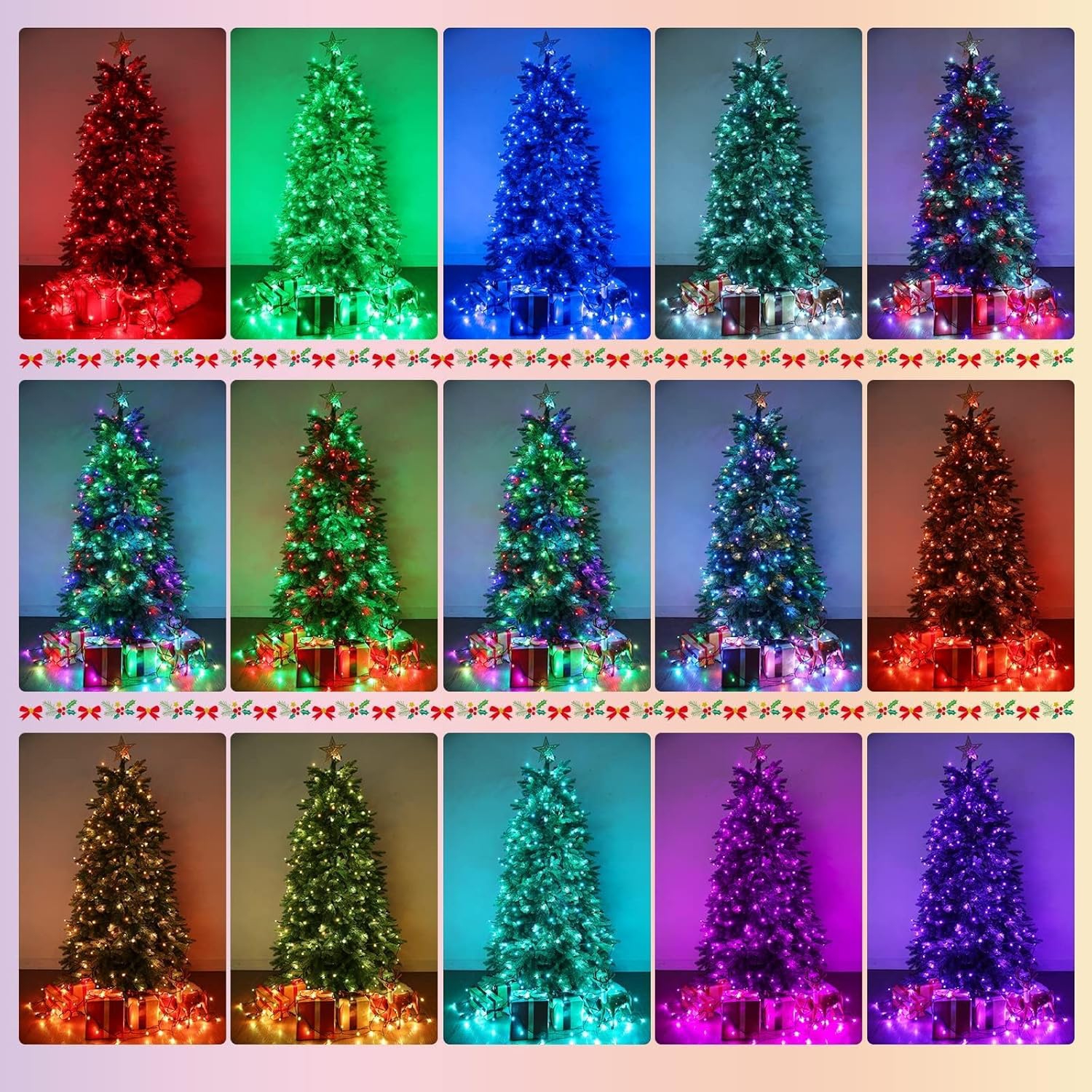 Lumières de Noël changeantes de couleur, jeu de lumières RVB LED de 66 pi 200 lumières d'intérieur scintillantes pour la maison, le jardin, la fête,