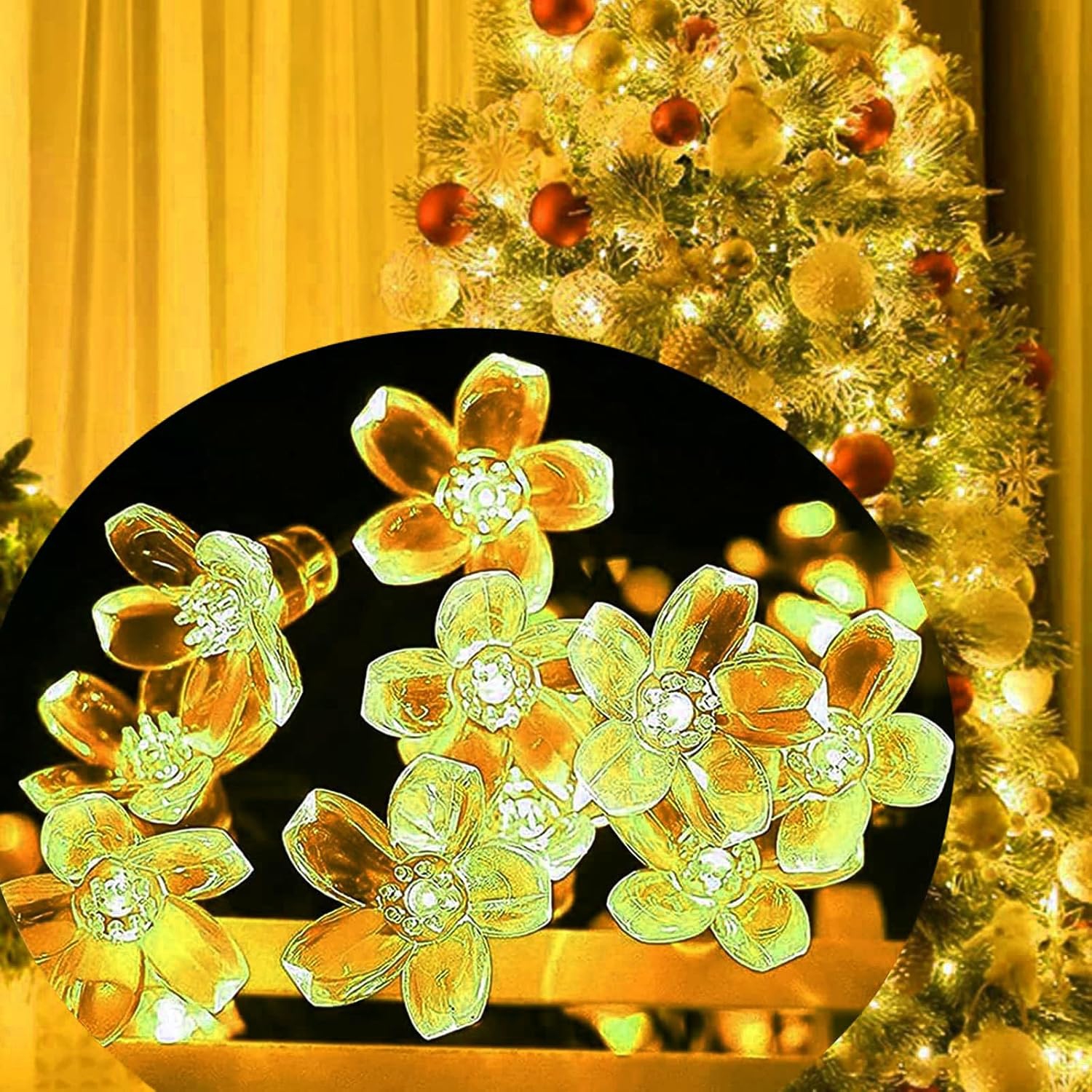 Christmas Lights Room Decor Flower String Lights 33 Feet 100LED 8 Modes Wedding Party Indoor Outdoor Flower Lights LED Lights for Bedroom Birthday