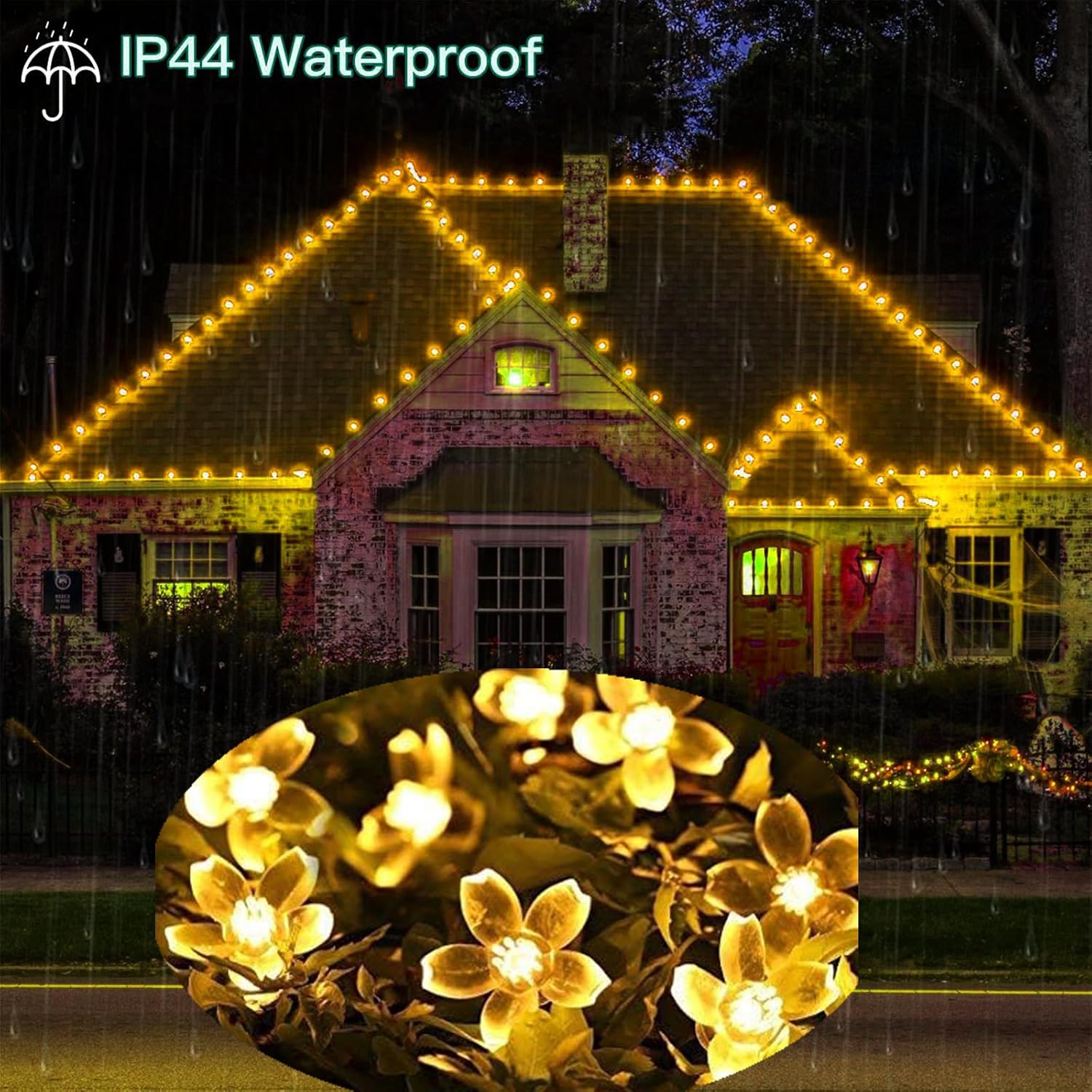 Christmas Lights Room Decor Flower String Lights 33 Feet 100LED 8 Modes Wedding Party Indoor Outdoor Flower Lights LED Lights for Bedroom Birthday