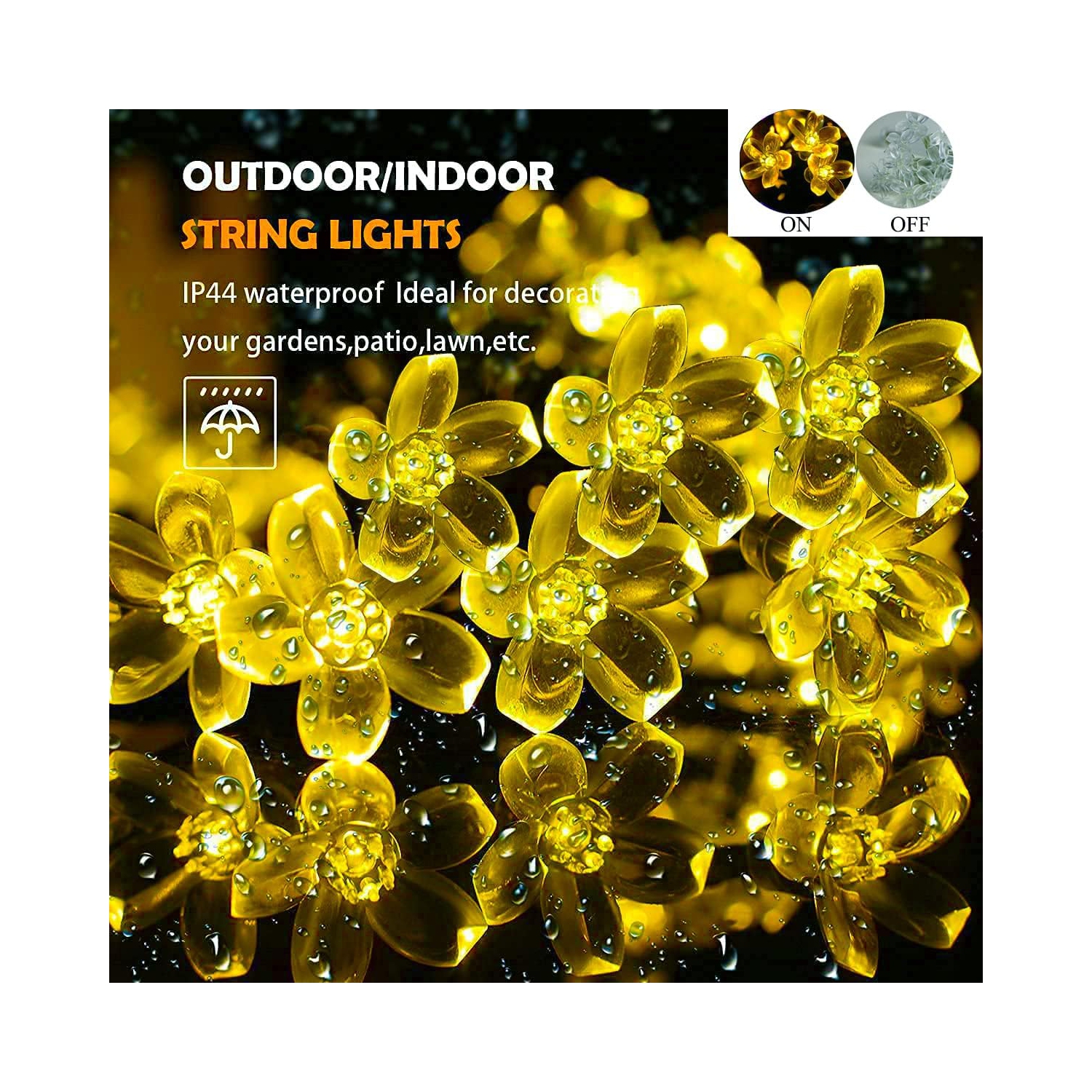 Christmas Lights Room Decor Flower String Lights 33 Feet 100LED 8 Modes Wedding Party Indoor Outdoor Flower Lights LED Lights for Bedroom Birthday