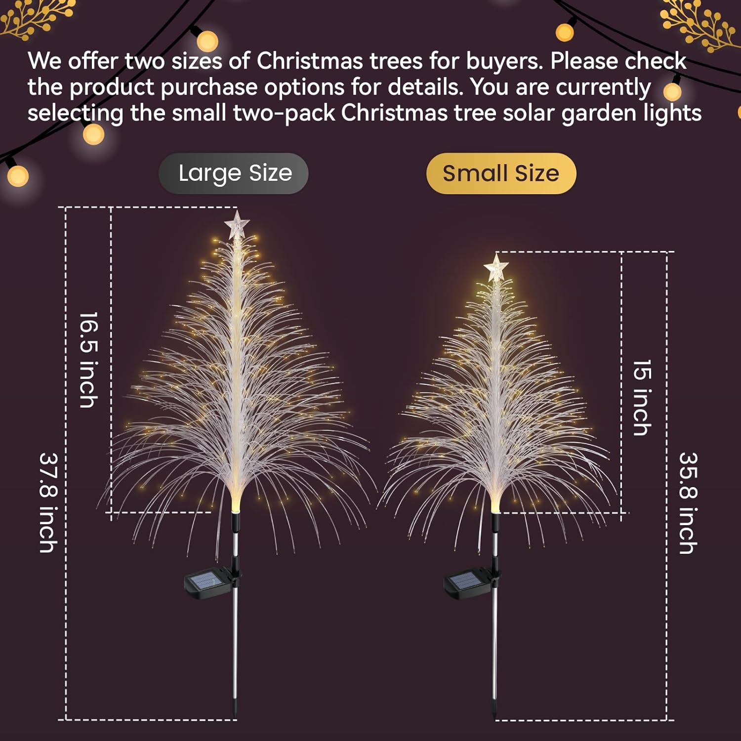 Paquet de 2 lampes solaires de jardin d'arbre de Noël avec changement multicolore, lampe solaire de jardin MARCHE/arrêt automatique, lampe solaire