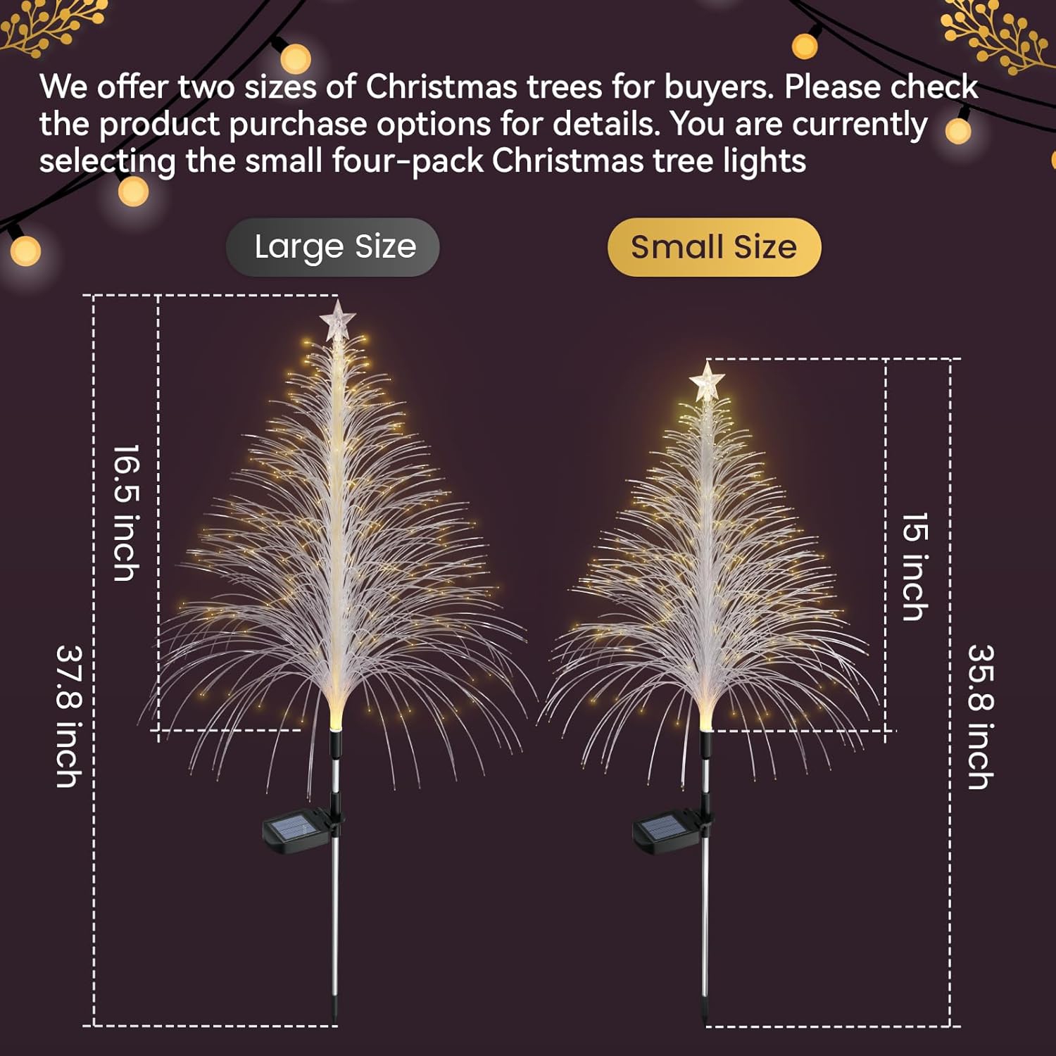 4 Packs Christmas Tree Solar Garden Light with Multi-Colored Change, Auto ON/Off Garden Solar Light, Solar Light for Garden, Porch, Christmas and