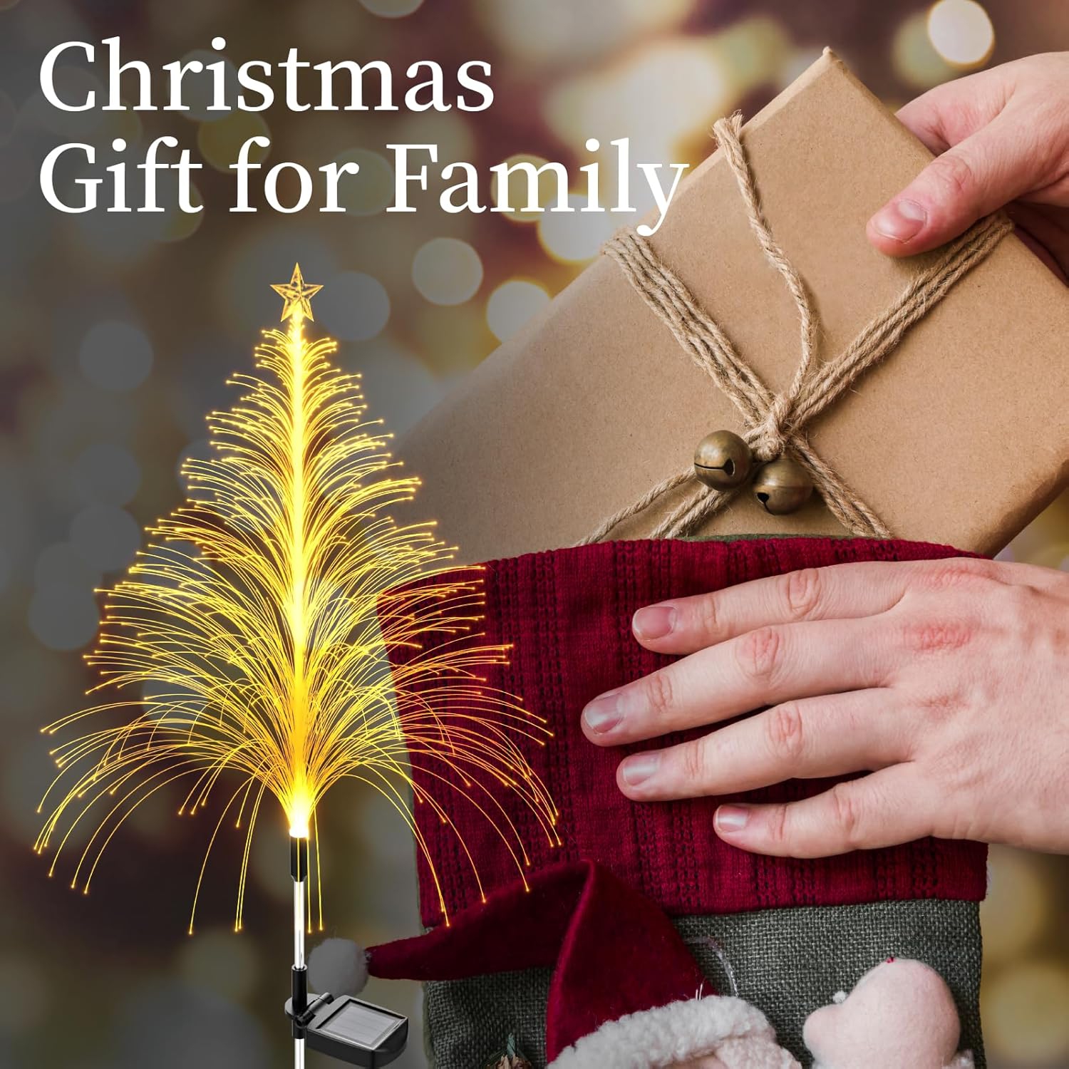 4 Packs Christmas Tree Solar Garden Light with Multi-Colored Change, Auto ON/Off Garden Solar Light, Solar Light for Garden, Porch, Christmas and