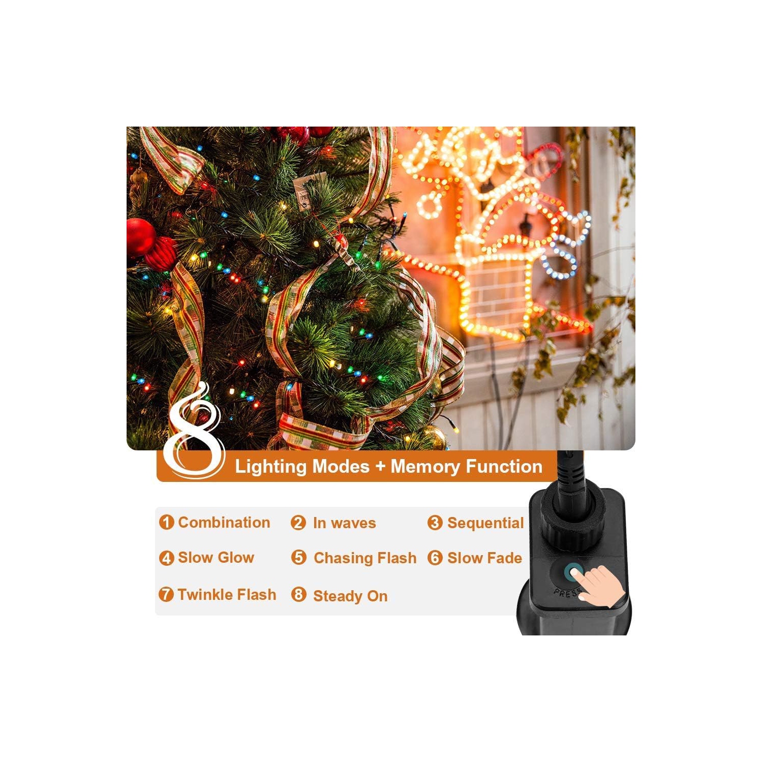 Guirlande de lumières LED de 105 pi avec fiche bout à bout, lumières d'intérieur d'arbre de Noël, 300 lumières