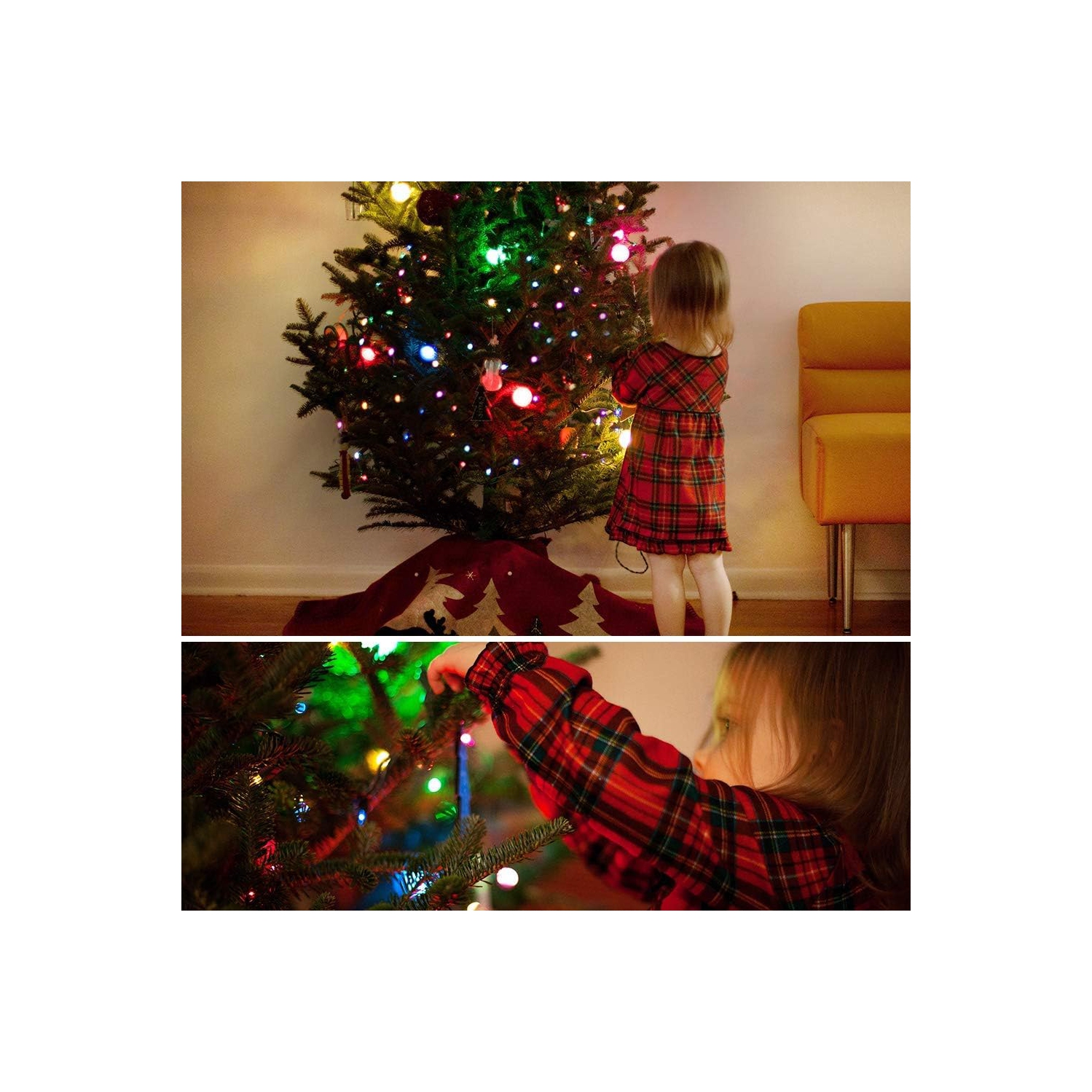 Guirlande de lumières LED de 105 pi avec fiche bout à bout, lumières d'intérieur d'arbre de Noël, 300 lumières